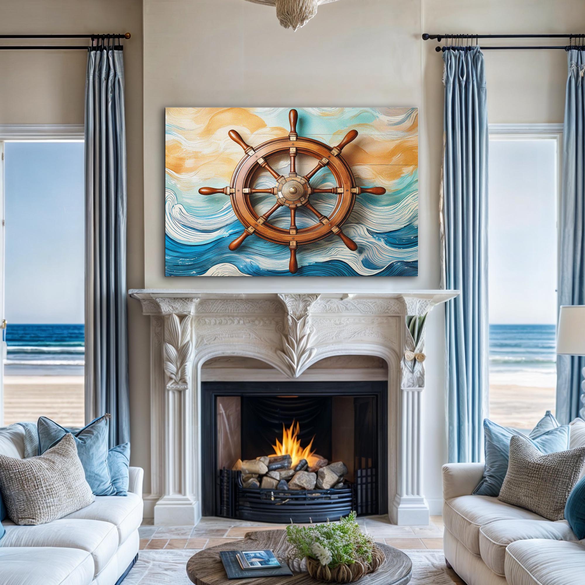 Sailboat Ship Wheel Coastal Wall Art II on sale at MyriadMart