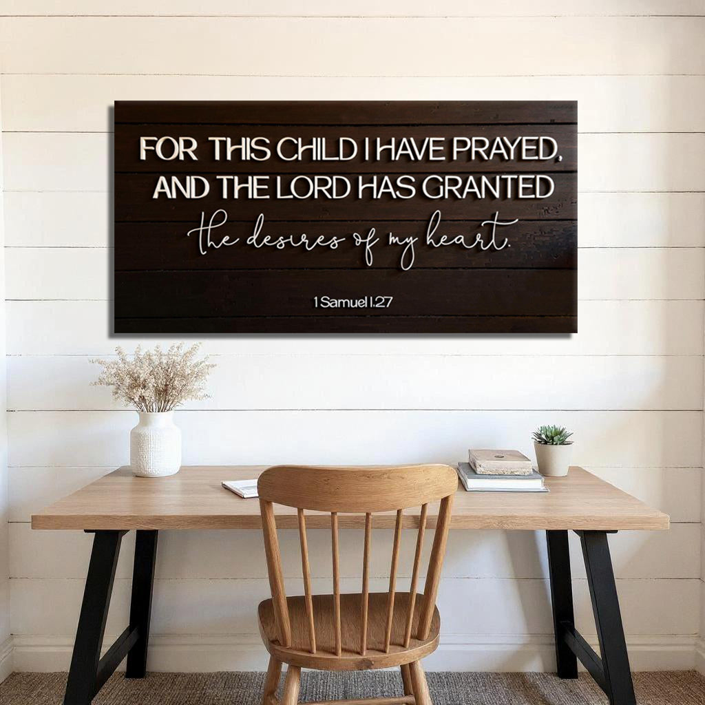 1 Samuel 1:27 - For This Child I Have Prayed Sign V on sale at MyriadMart