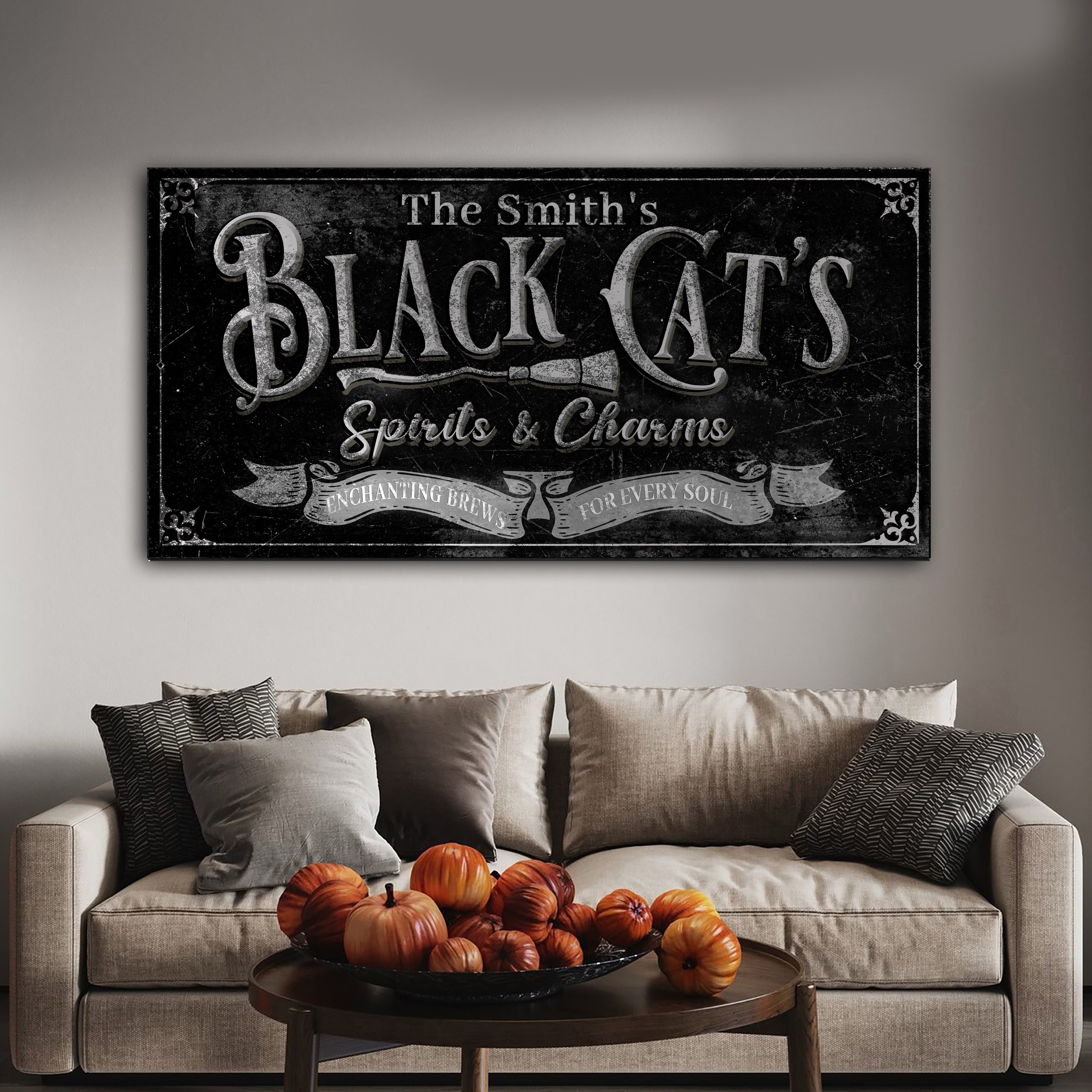 Black Cat’s Spirits & Charms Bar Halloween Sign III on sale at MyriadMart