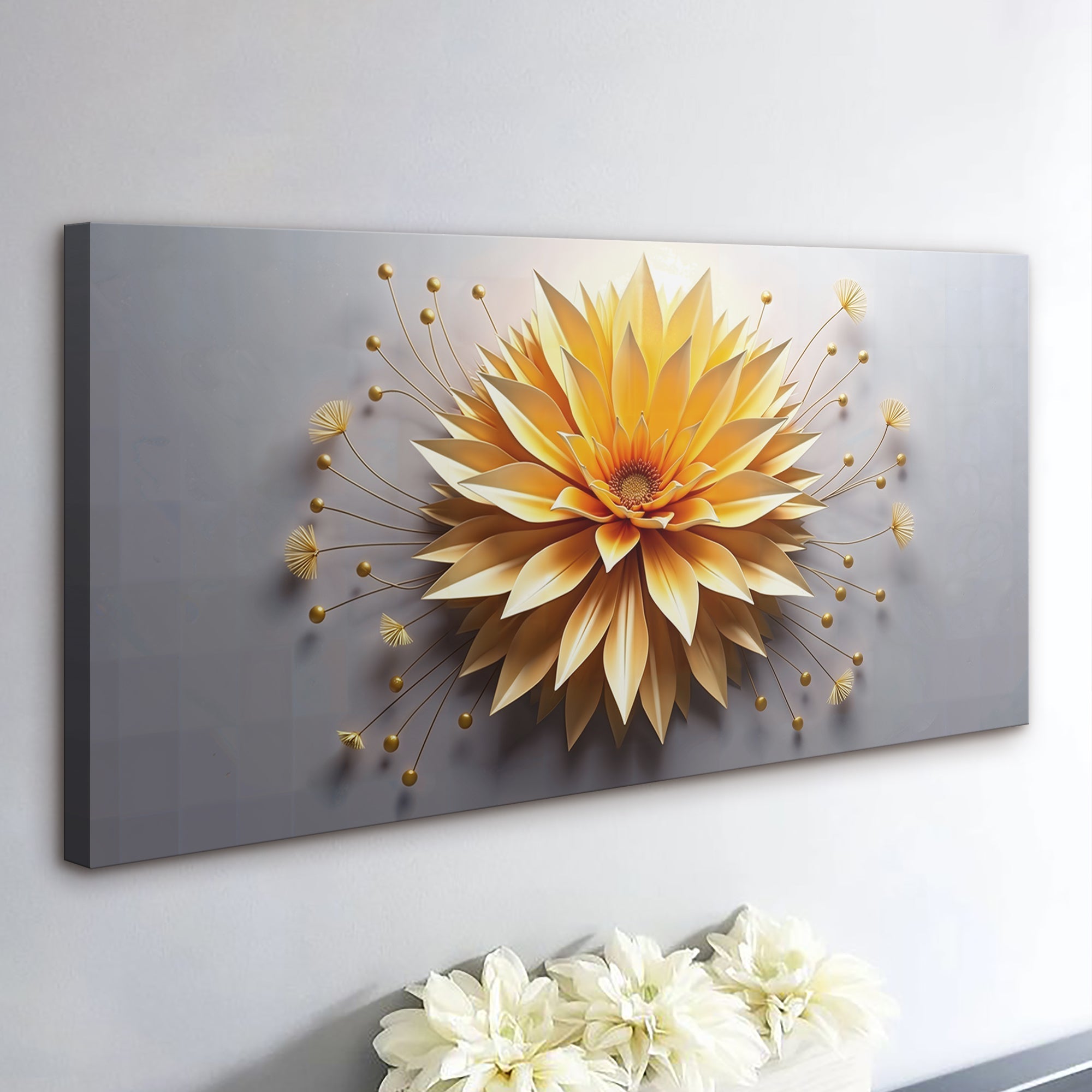 Golden Dandelion Minimalist Abstract Wall Art on sale at MyriadMart