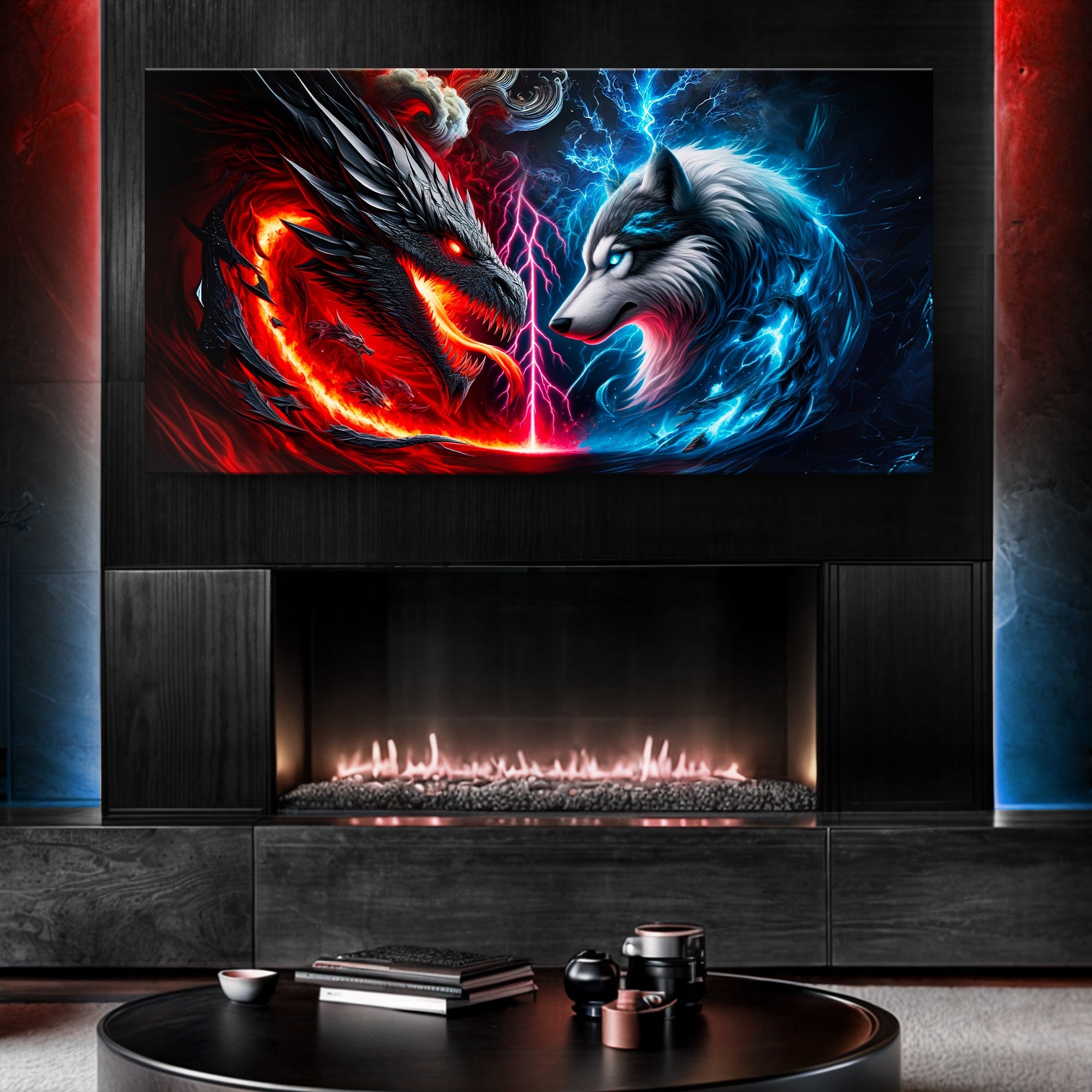 3D Dragon and Wolf Wall Art VI on sale at MyriadMart