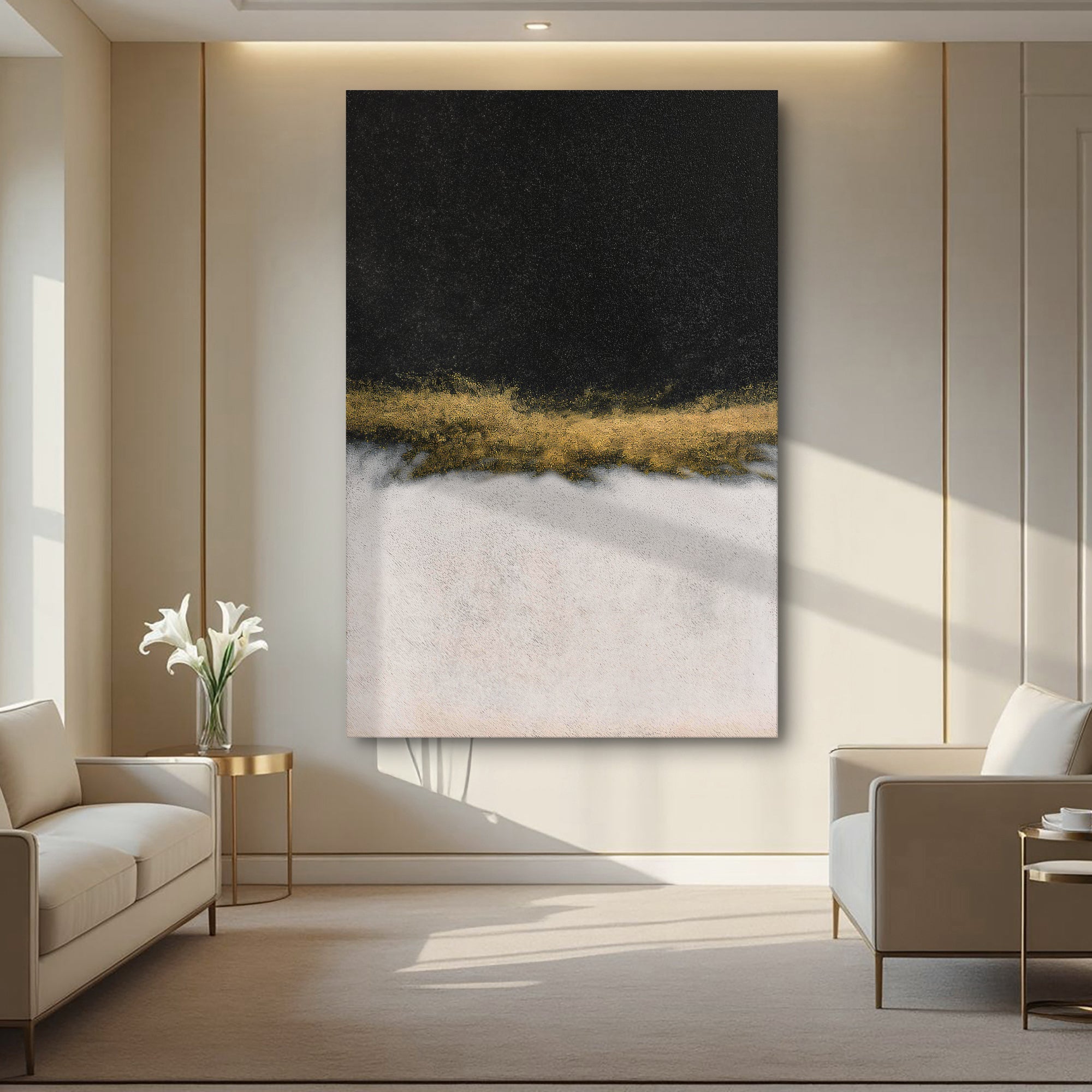 Minimalist Black and Gold Wall Art II on sale at MyriadMart