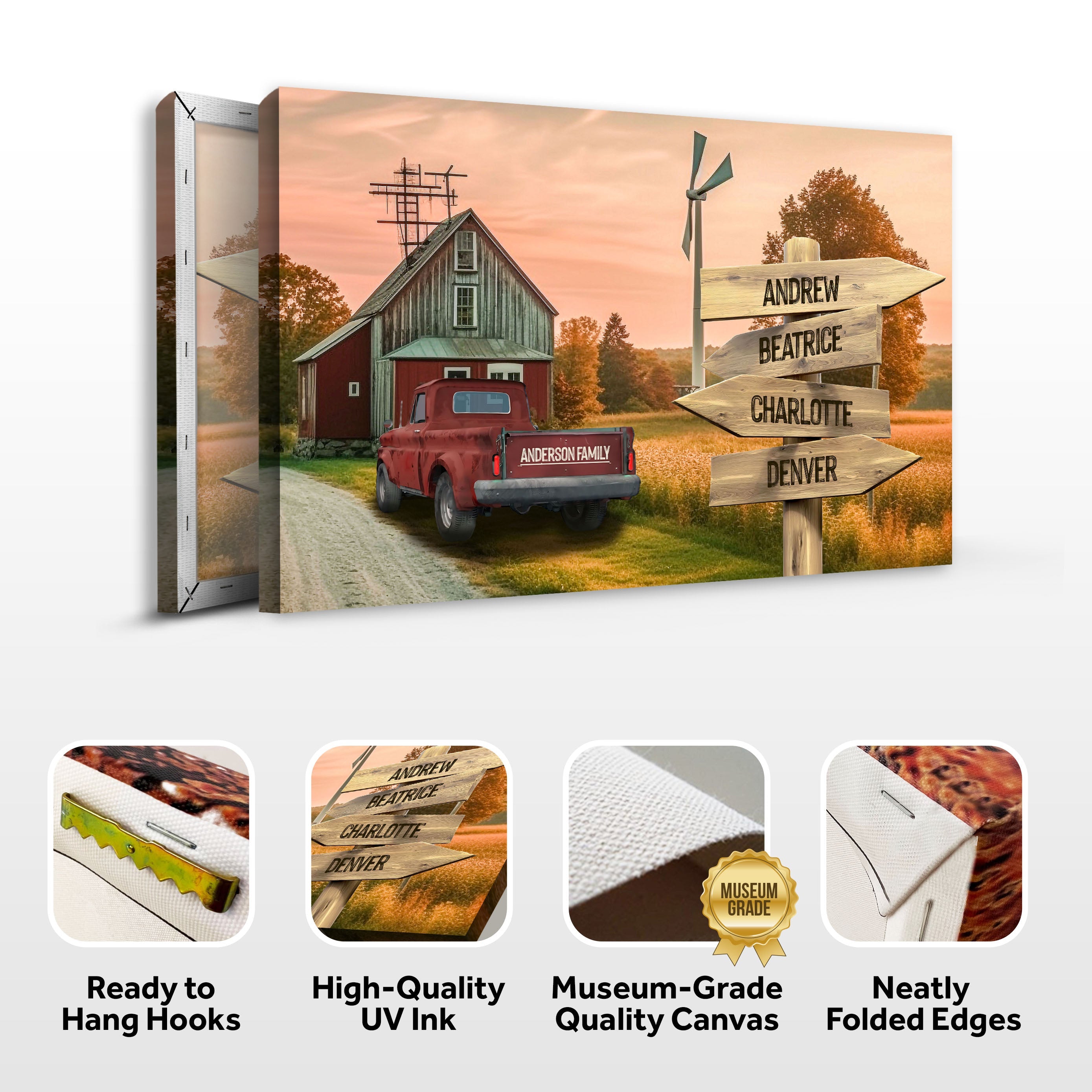 Old Truck Barn Family Names Sign on sale at MyriadMart