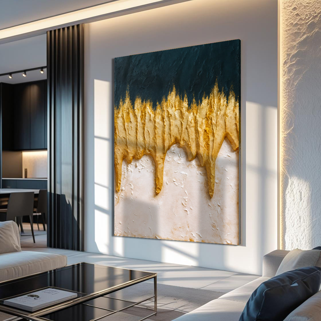 Abstract Blue And Gold Wall Art on sale at MyriadMart