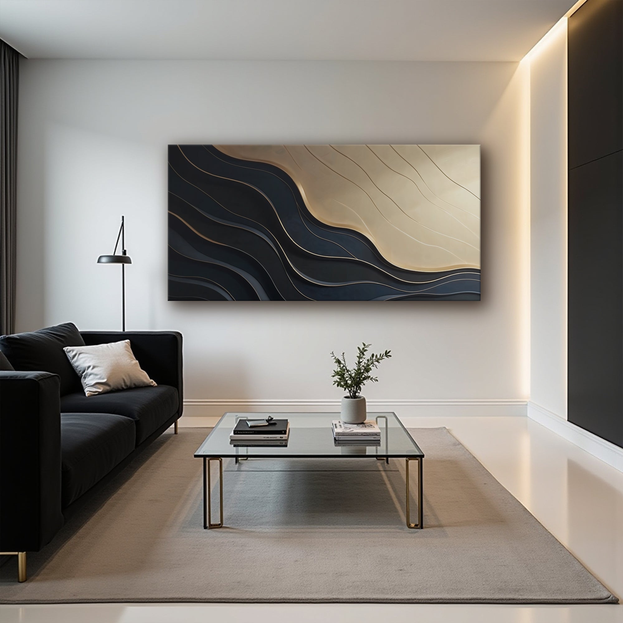 Black And Gold Minimalist Abstract VII on sale at MyriadMart