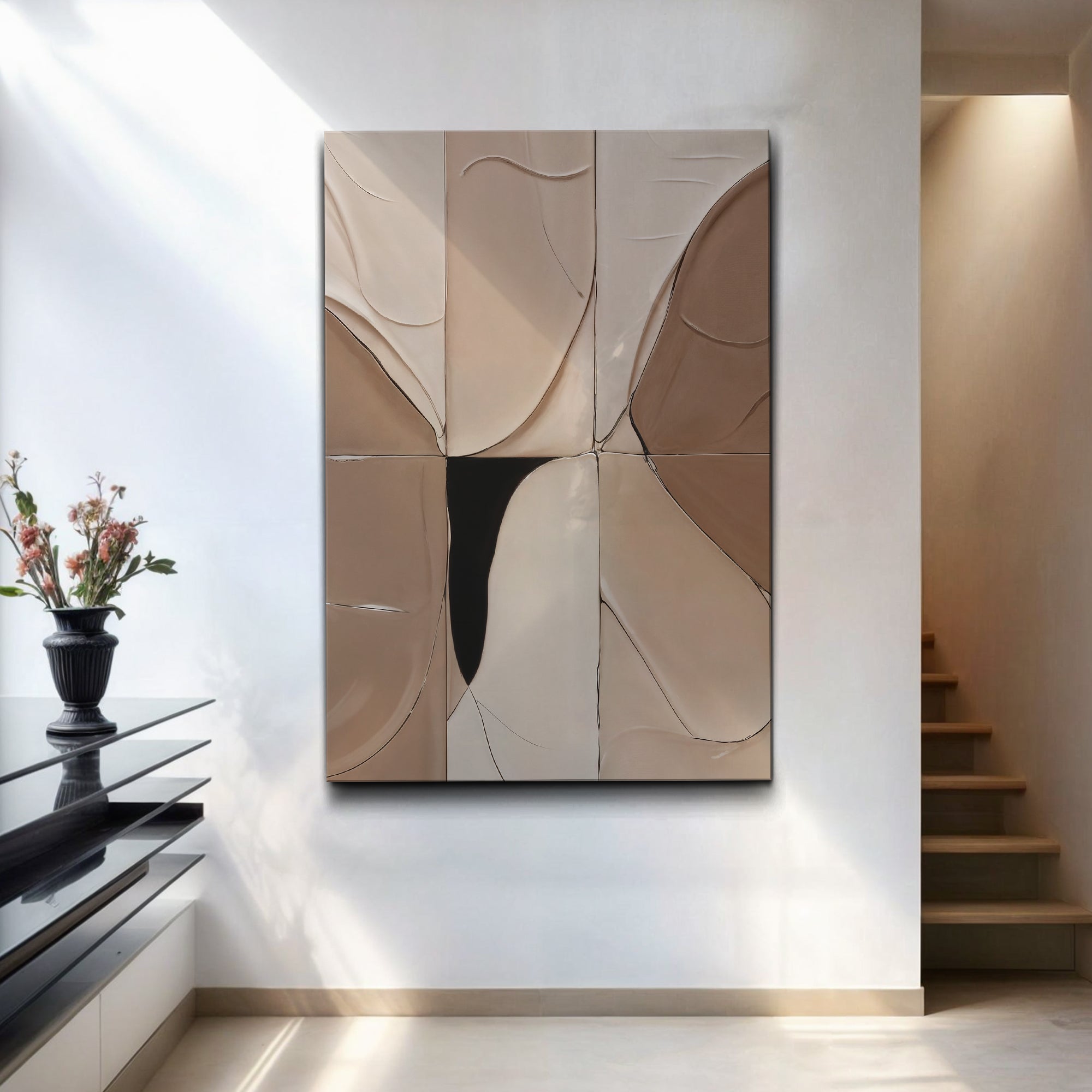 Neutral Abstract Boho Impasto Wall Art on sale at MyriadMart