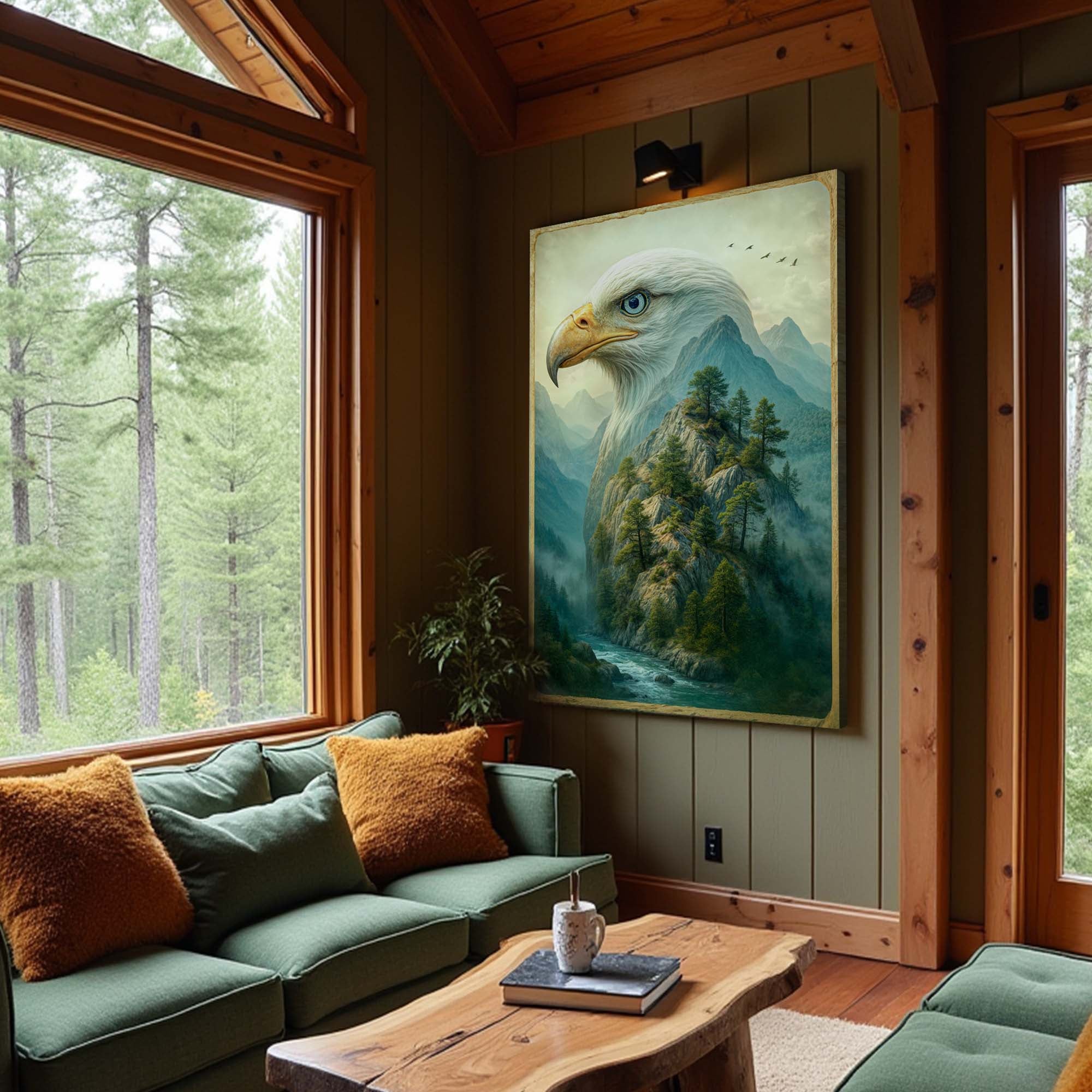 Eagle Over The Canyon Double Exposure Wall Art on sale at MyriadMart