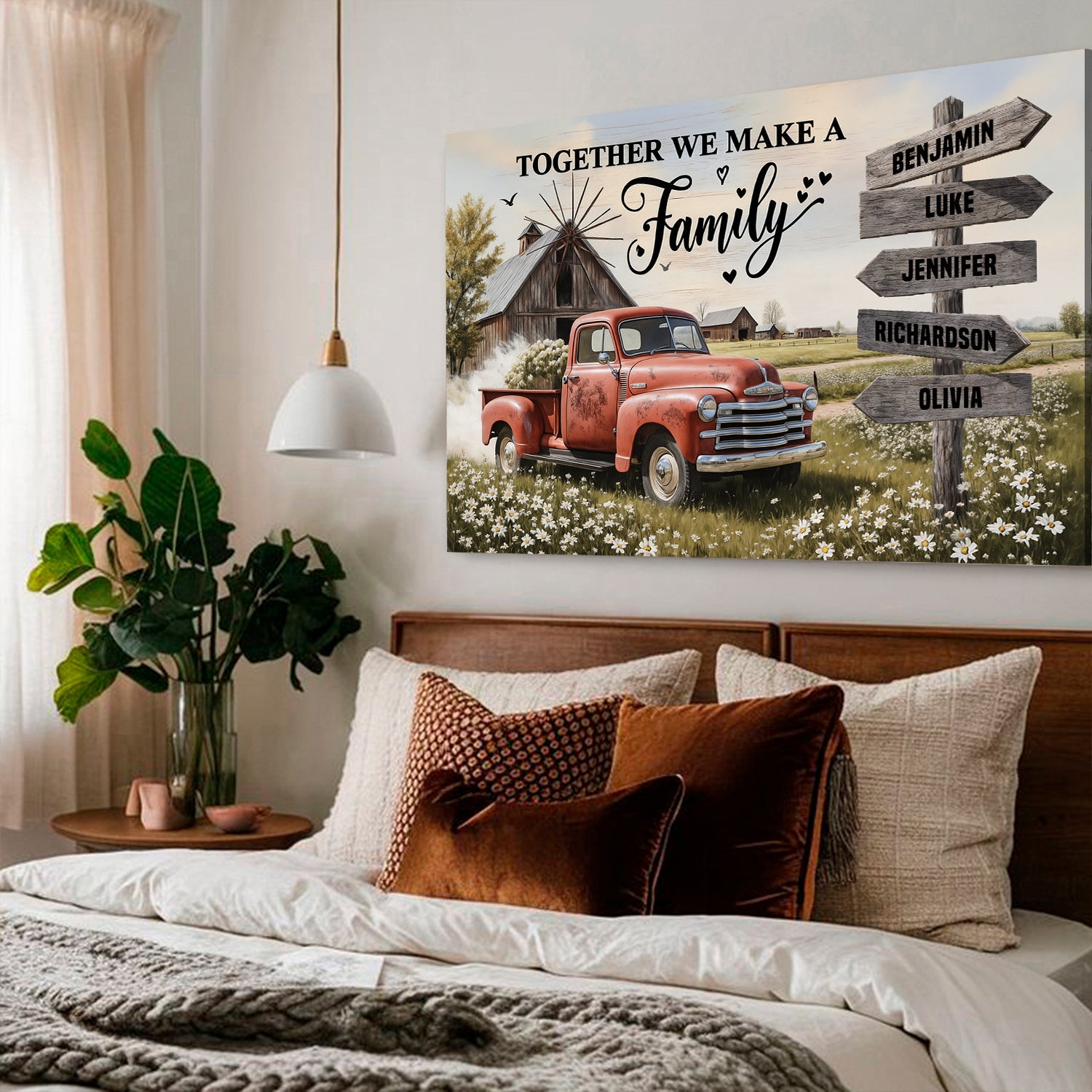 Personalized Family Farmhouse Old Truck Wall Art on sale at MyriadMart