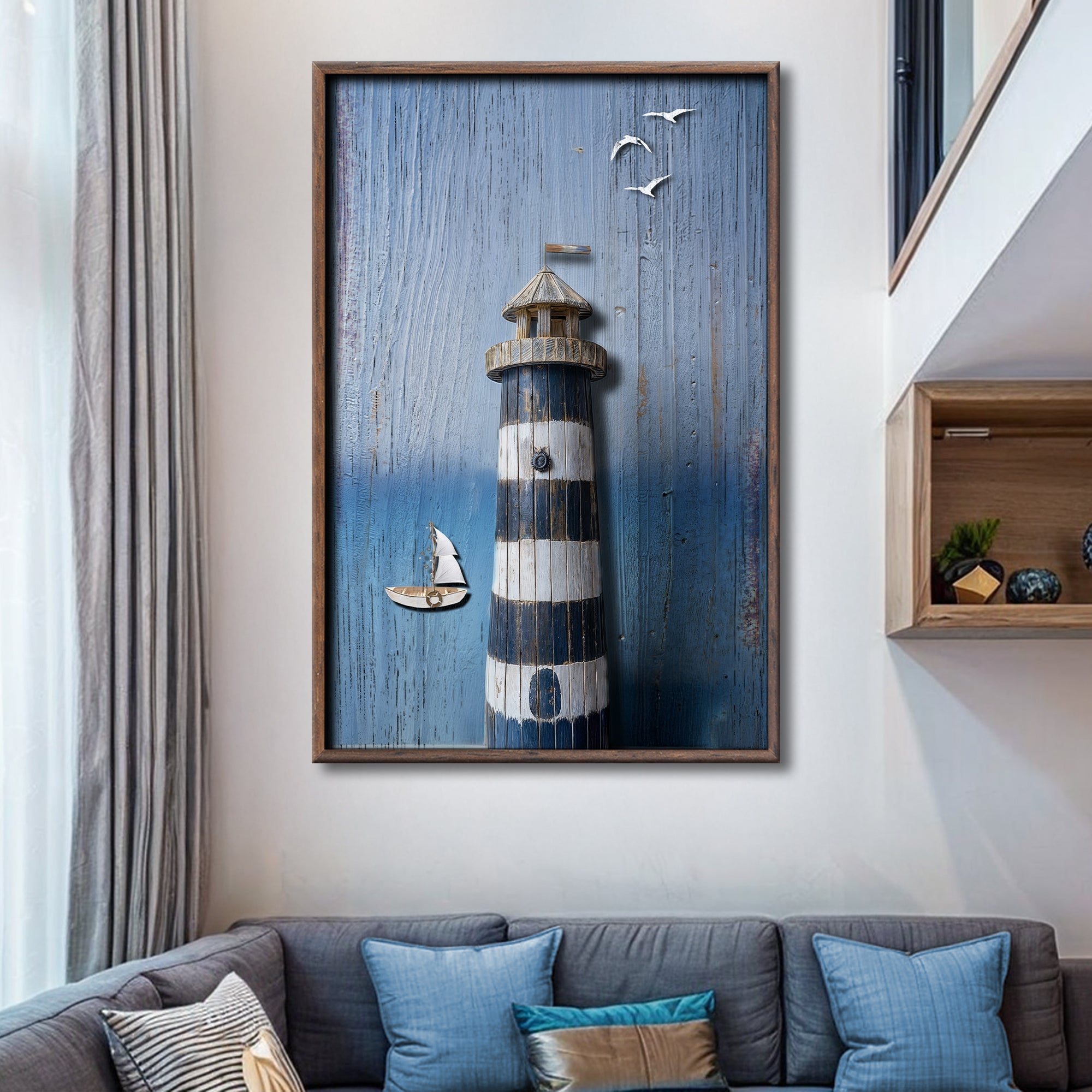 Wooden Lighthouse Coastal Wall Art III on sale at MyriadMart