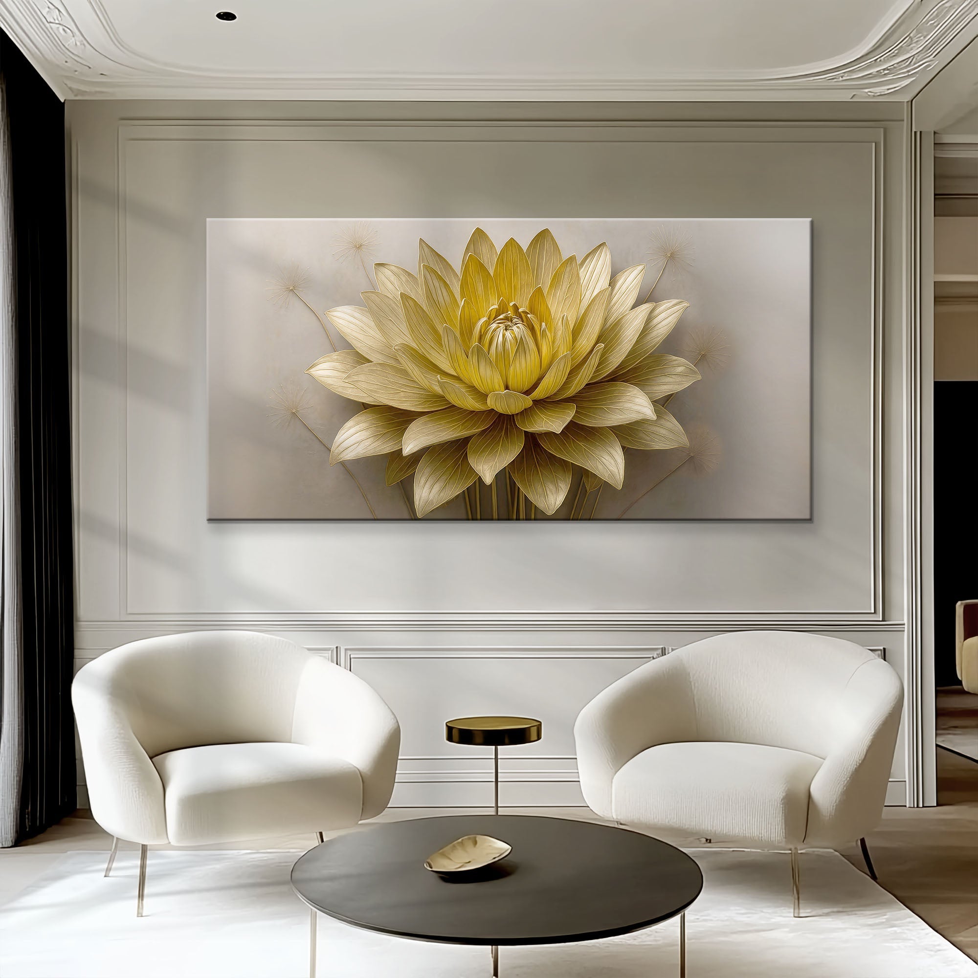 Golden Lotus Minimalist Abstract Wall Art III on sale at MyriadMart