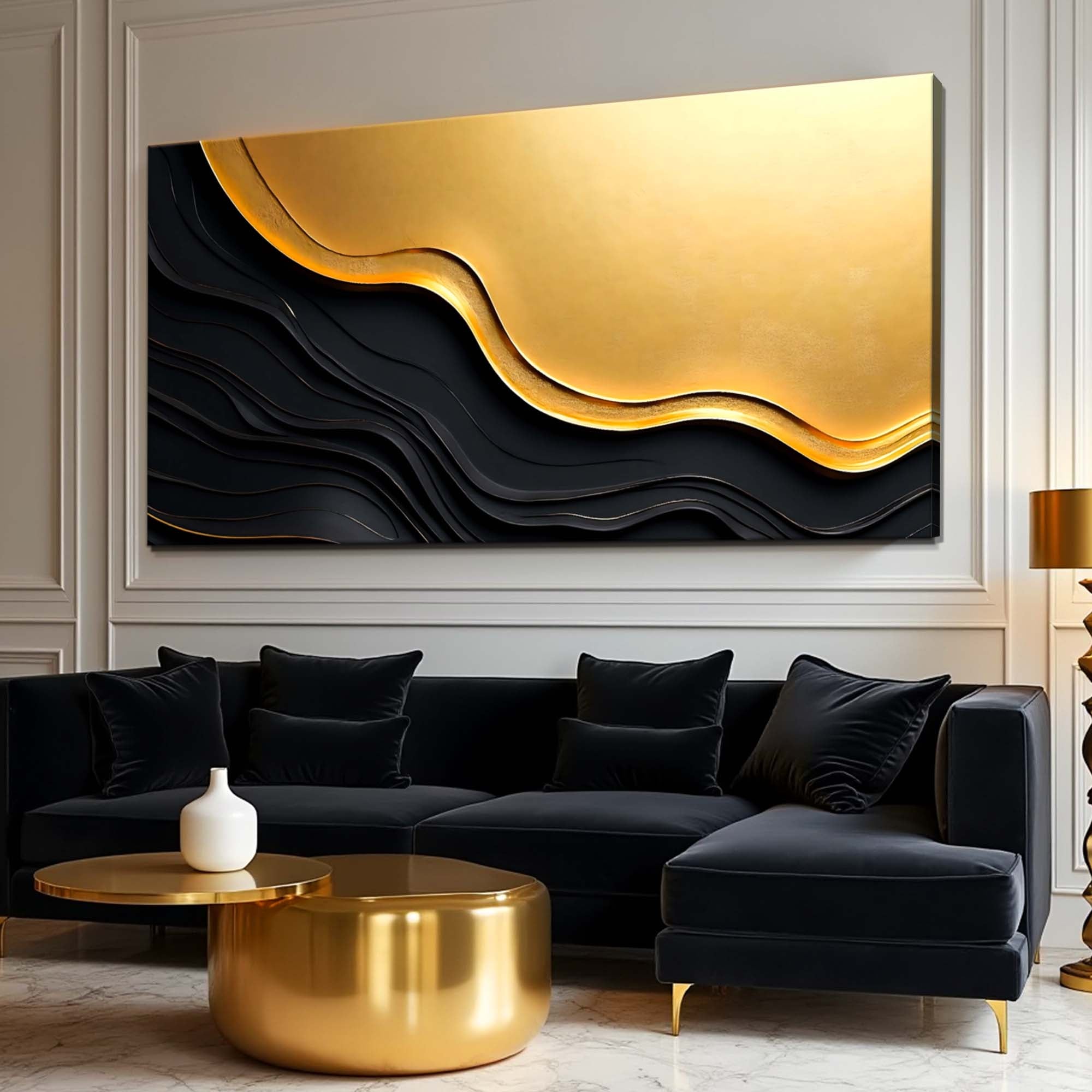 Black And Gold Minimalist Abstract V on sale at MyriadMart