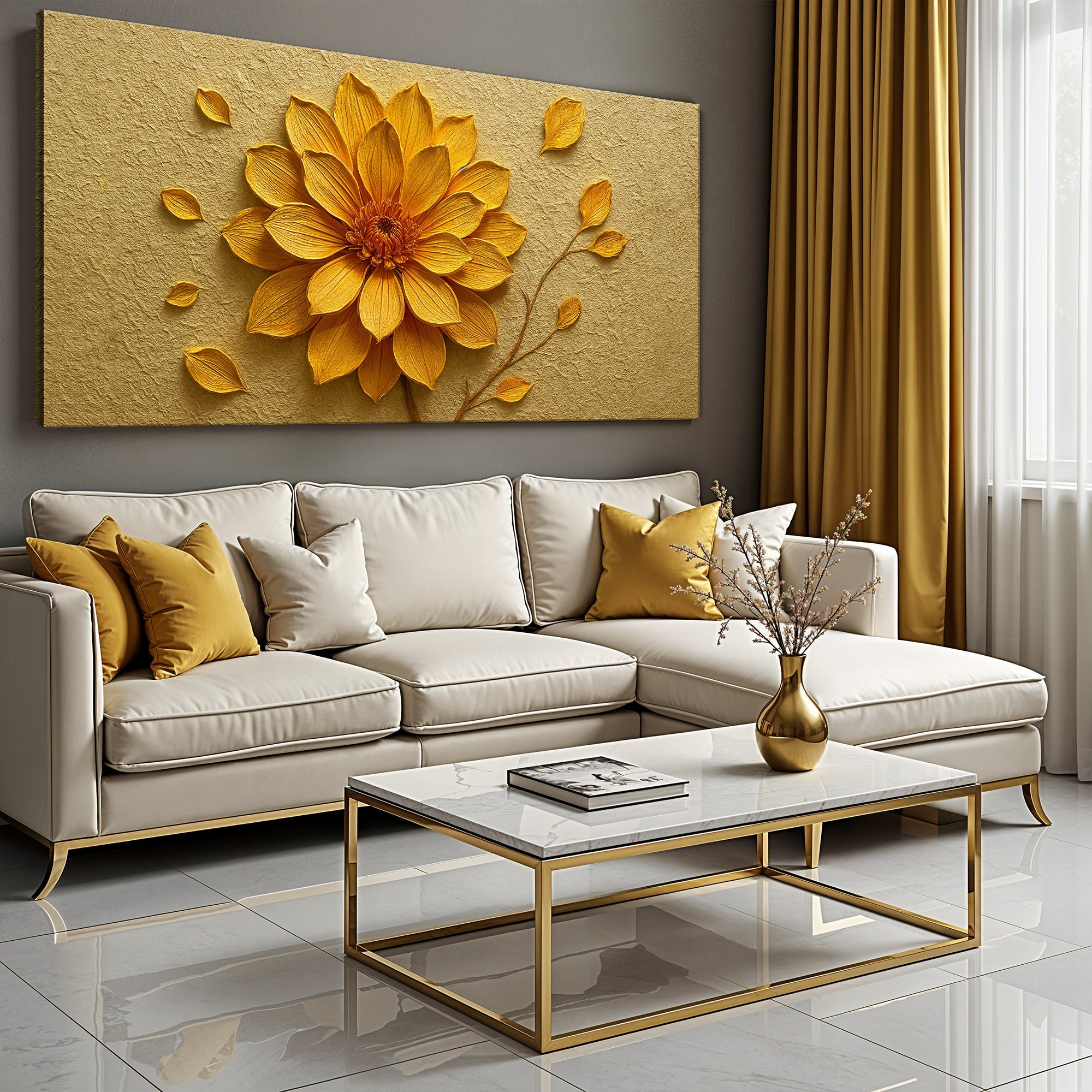 Golden Dandelion Minimalist Abstract Wall Art IV on sale at MyriadMart
