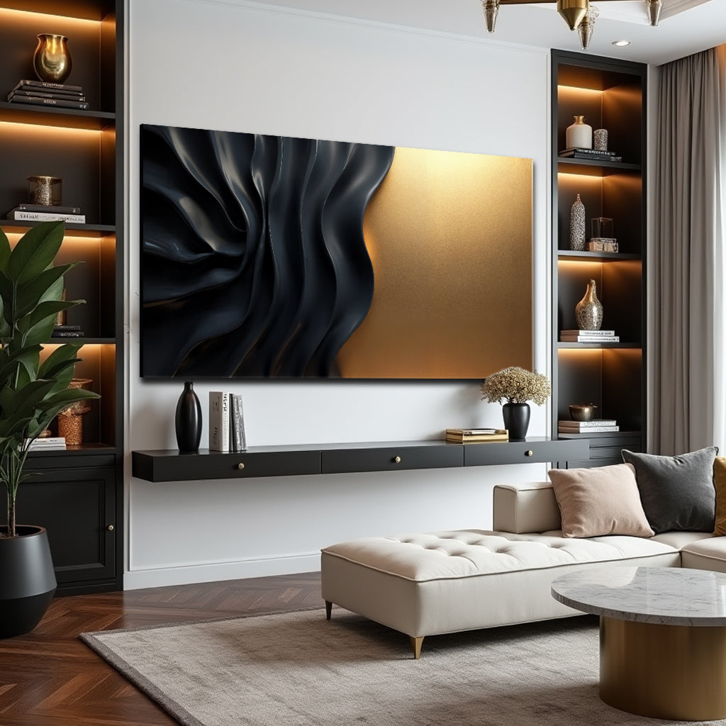 Black And Gold Minimalist Abstract XIII on sale at MyriadMart