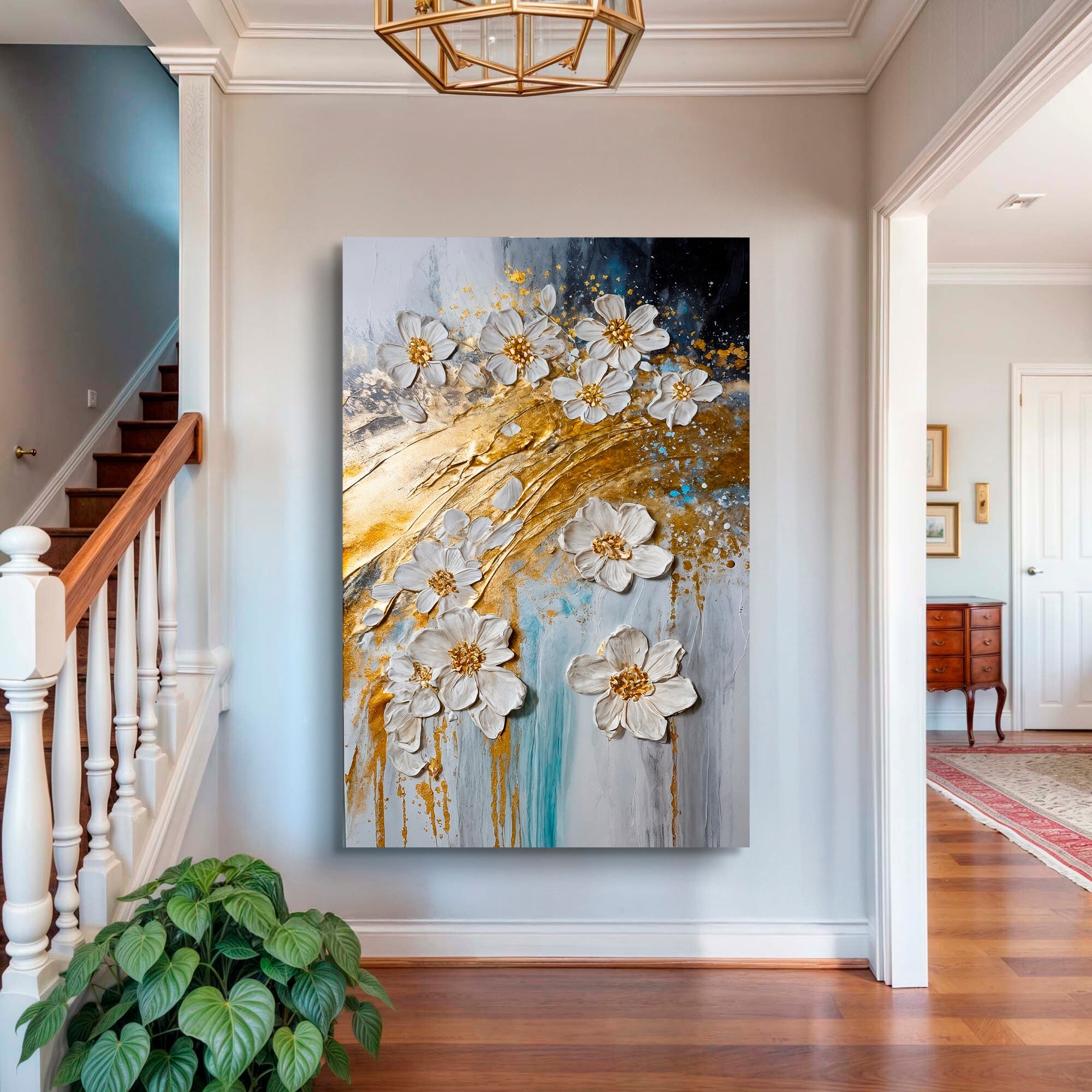 Abstract Gold Floral Wall Art on sale at MyriadMart