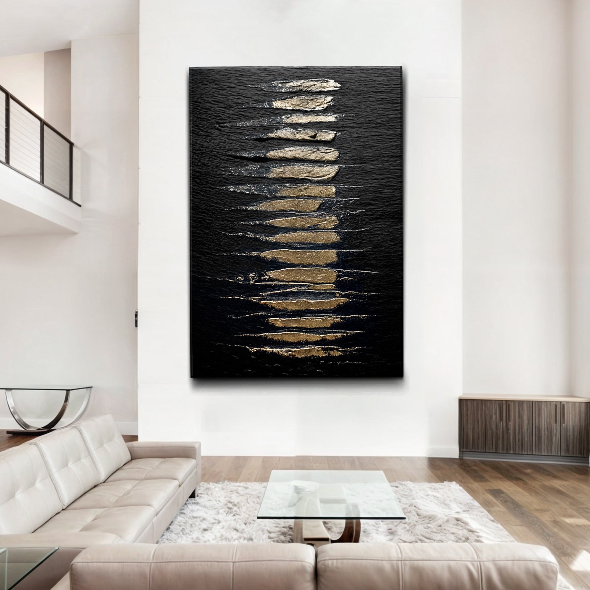 Black And Gold Abstract Minimalist Wall Art on sale at MyriadMart