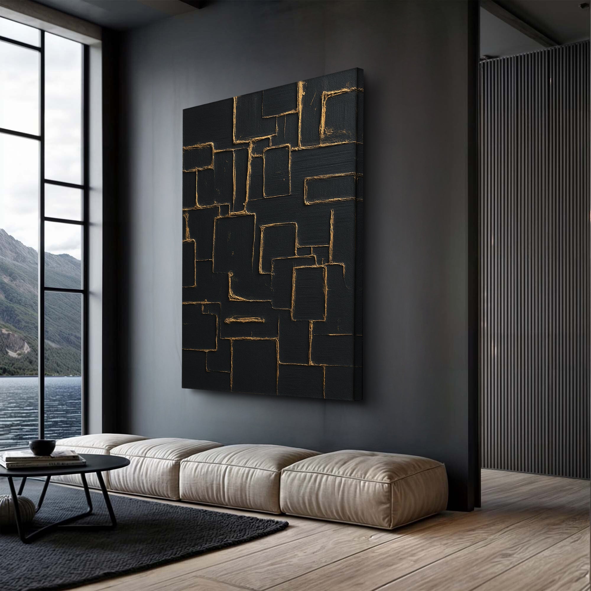 Contemporary Black and Gold Wall Art on sale at MyriadMart