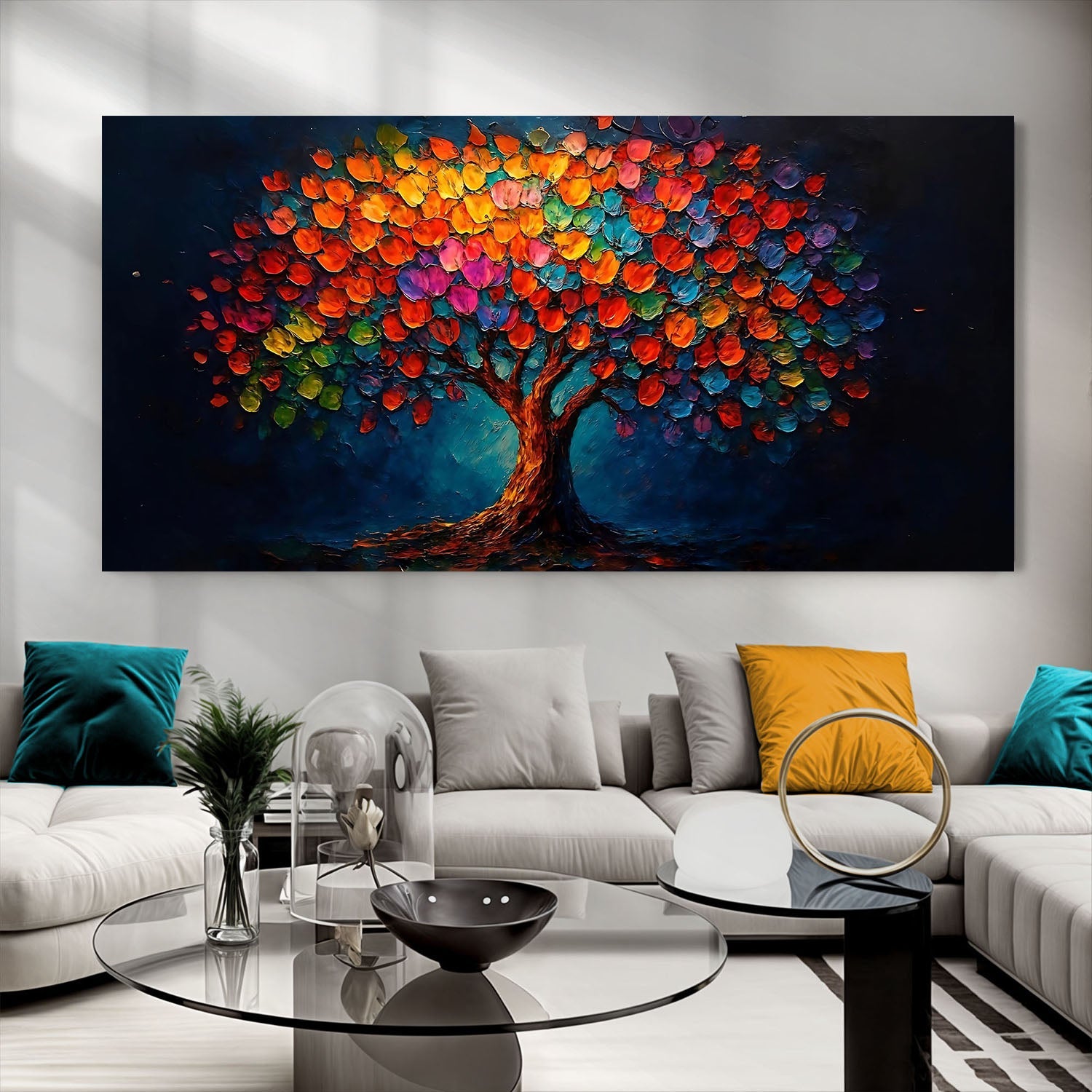 Rainbow Bloom Impasto Wall Art on sale at MyriadMart