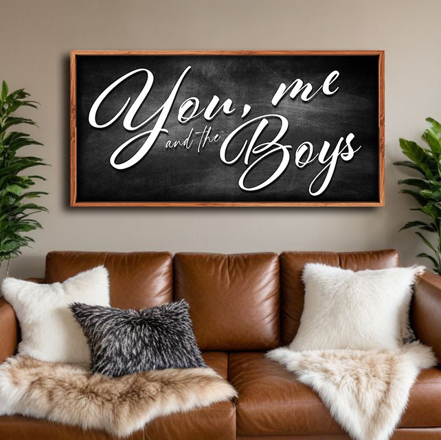 You Me and the Boys Farmhouse Family Sign II on sale at MyriadMart
