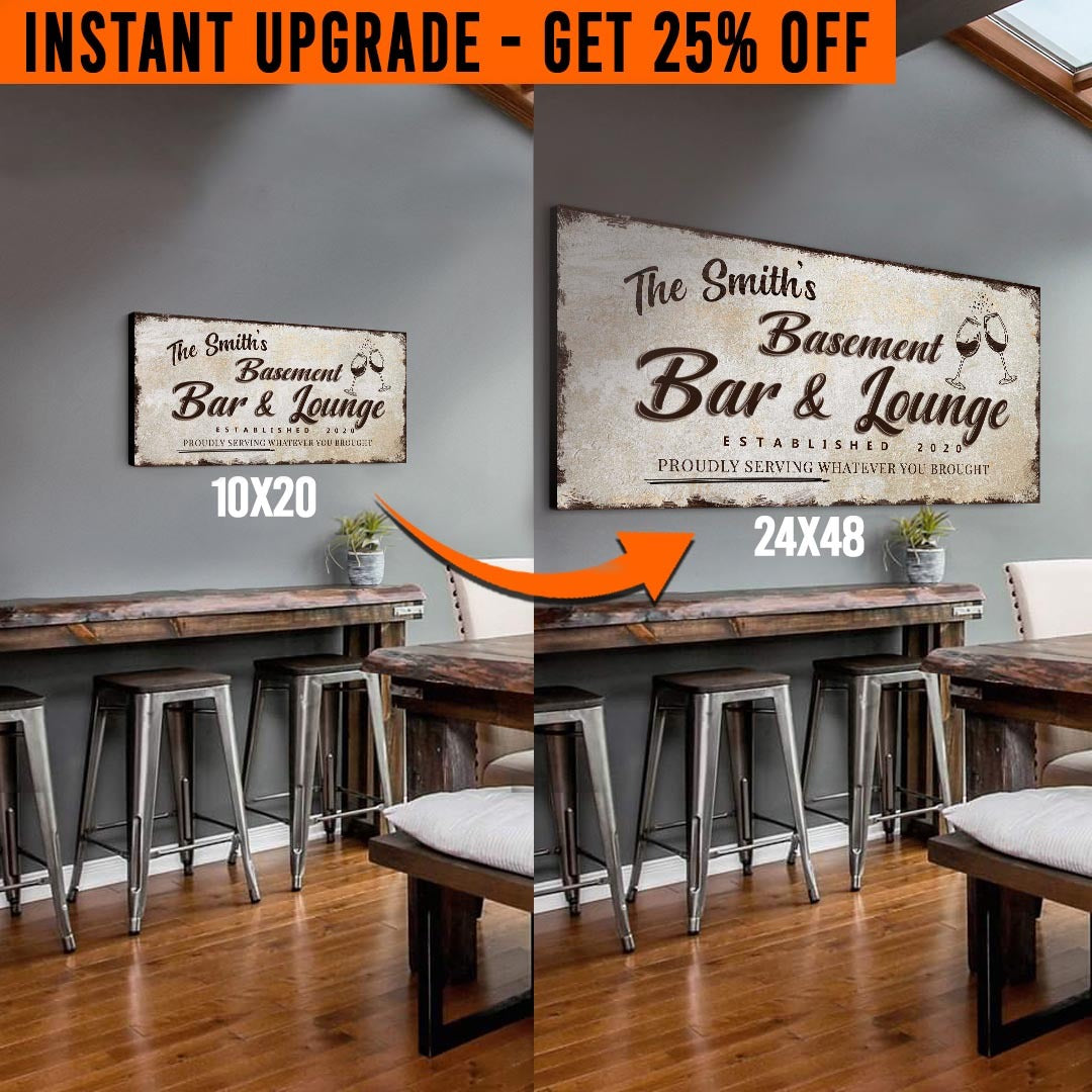 Upgrade Your 'Basement Bar and Lounge' Style 2 Canvas To 24x48 Inches on sale at MyriadMart