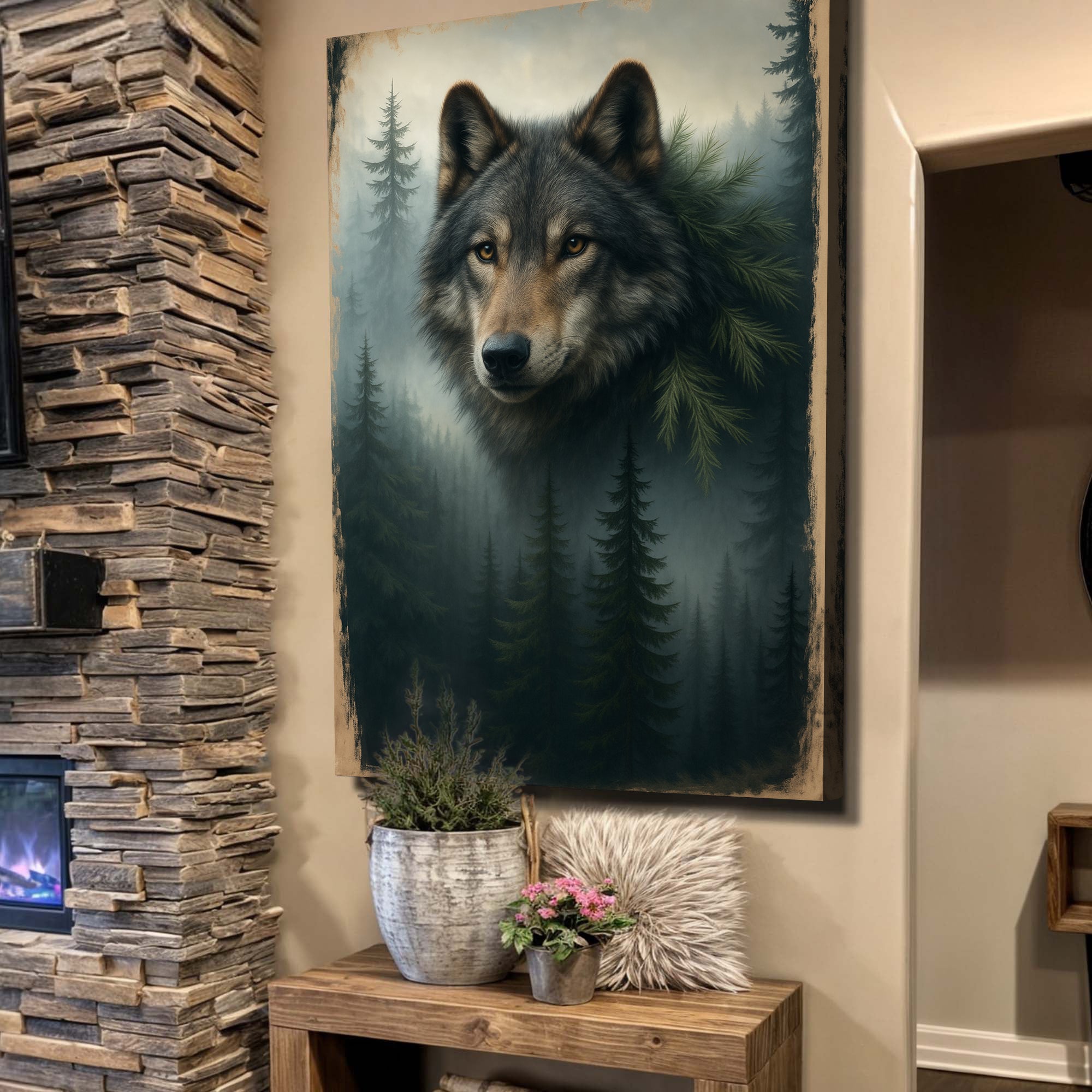 Wolf Double Exposure Wall Art V on sale at MyriadMart