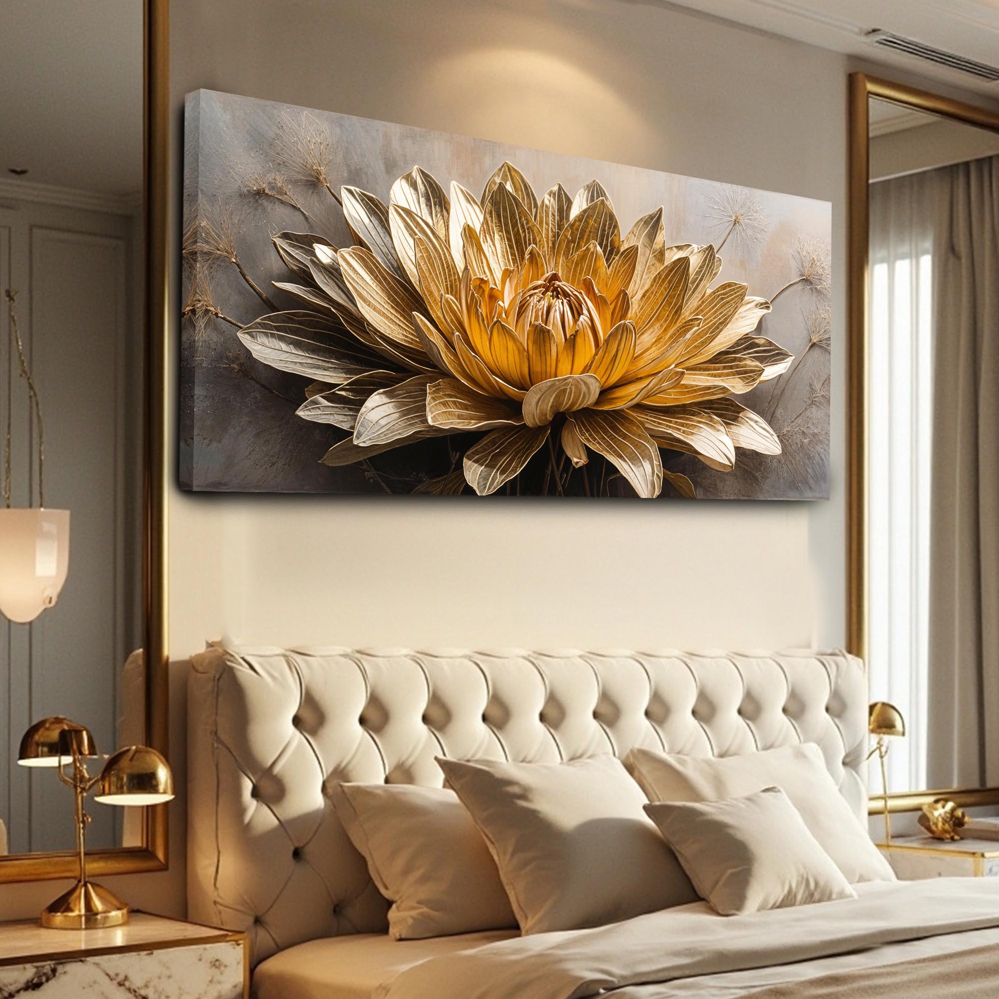 Golden Dandelion Minimalist Abstract Wall Art VII on sale at MyriadMart