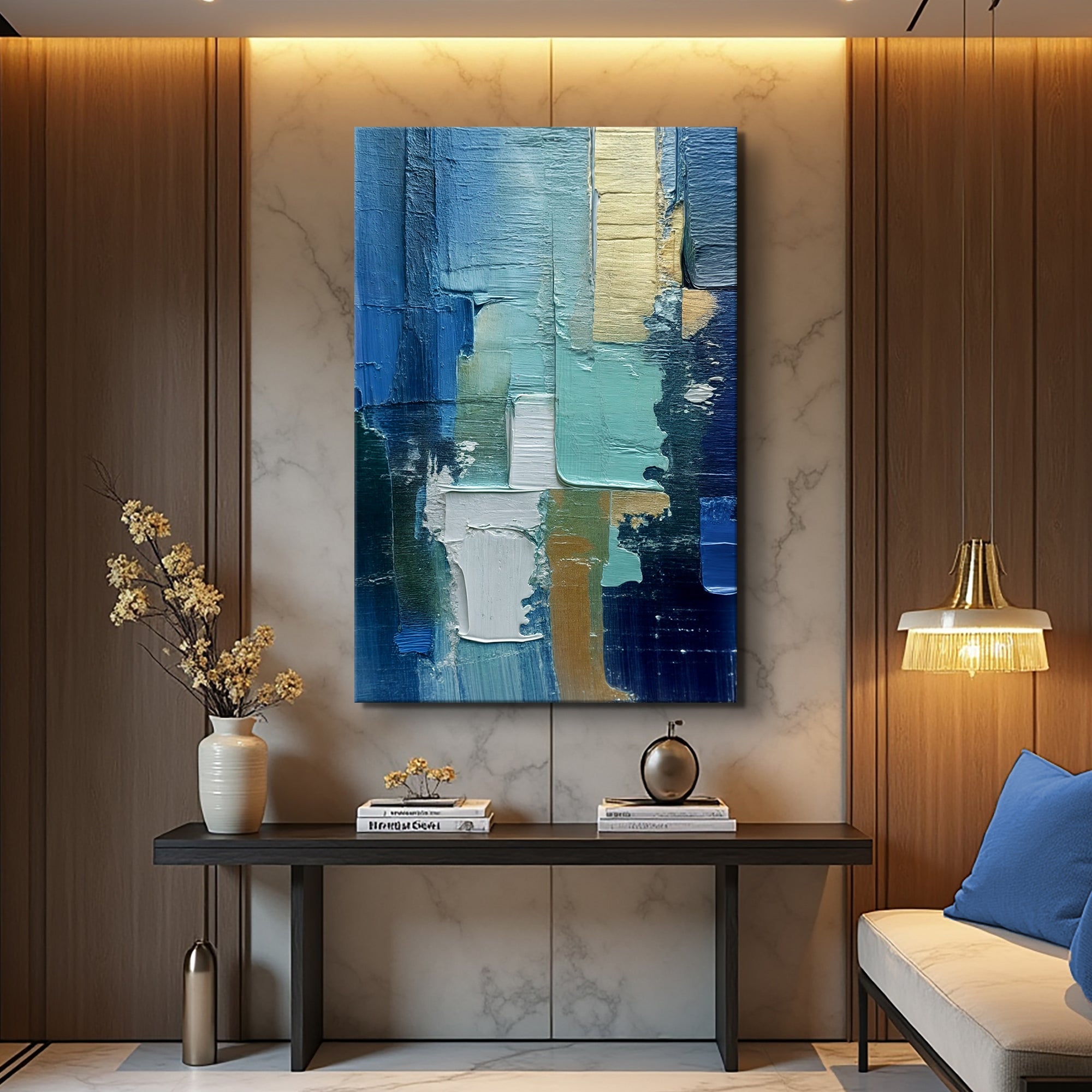 Abstract Blue Green Patterns Wall Art on sale at MyriadMart