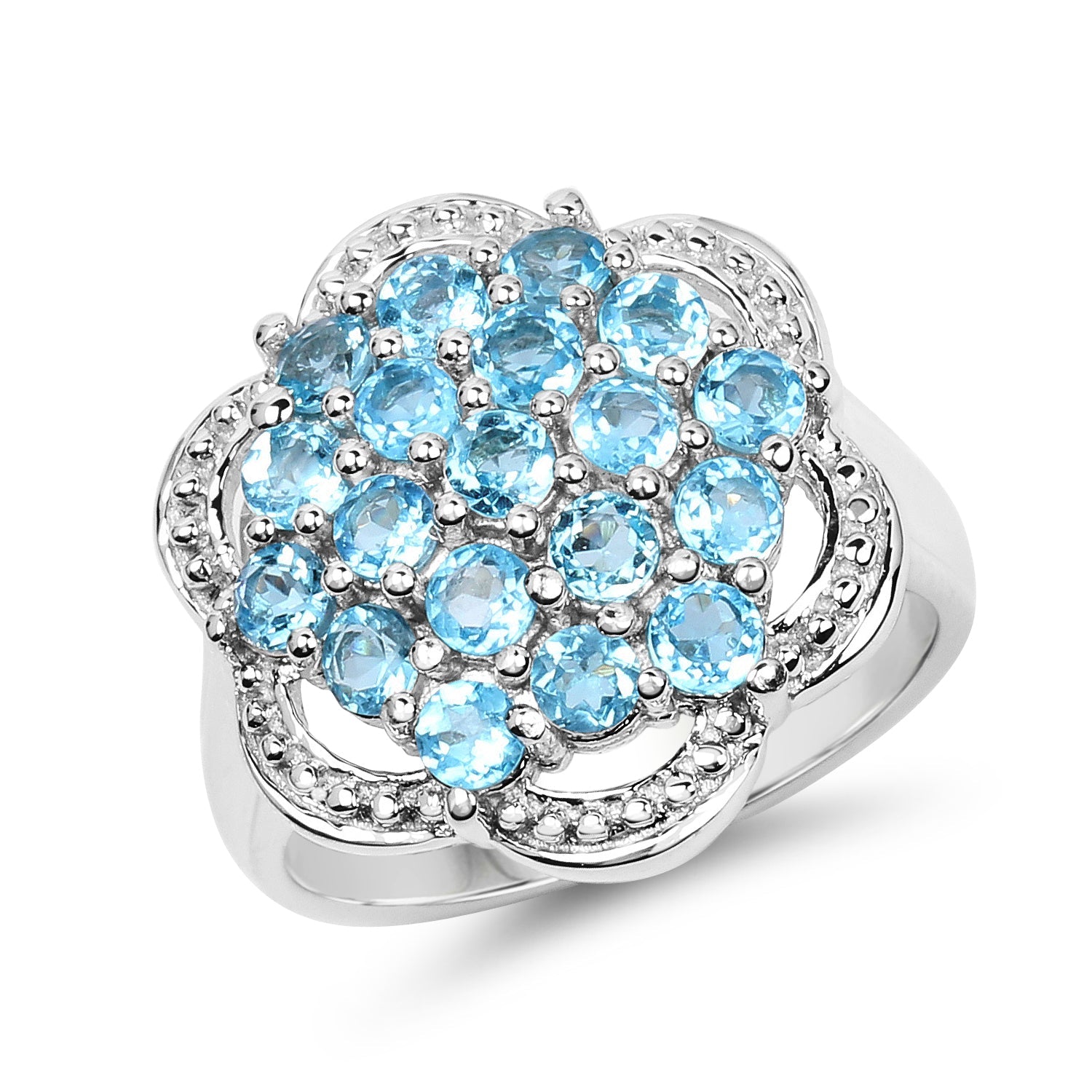 1.90 Carat Genuine Swiss Blue Topaz .925 Sterling Silver Ring on sale at MyriadMart