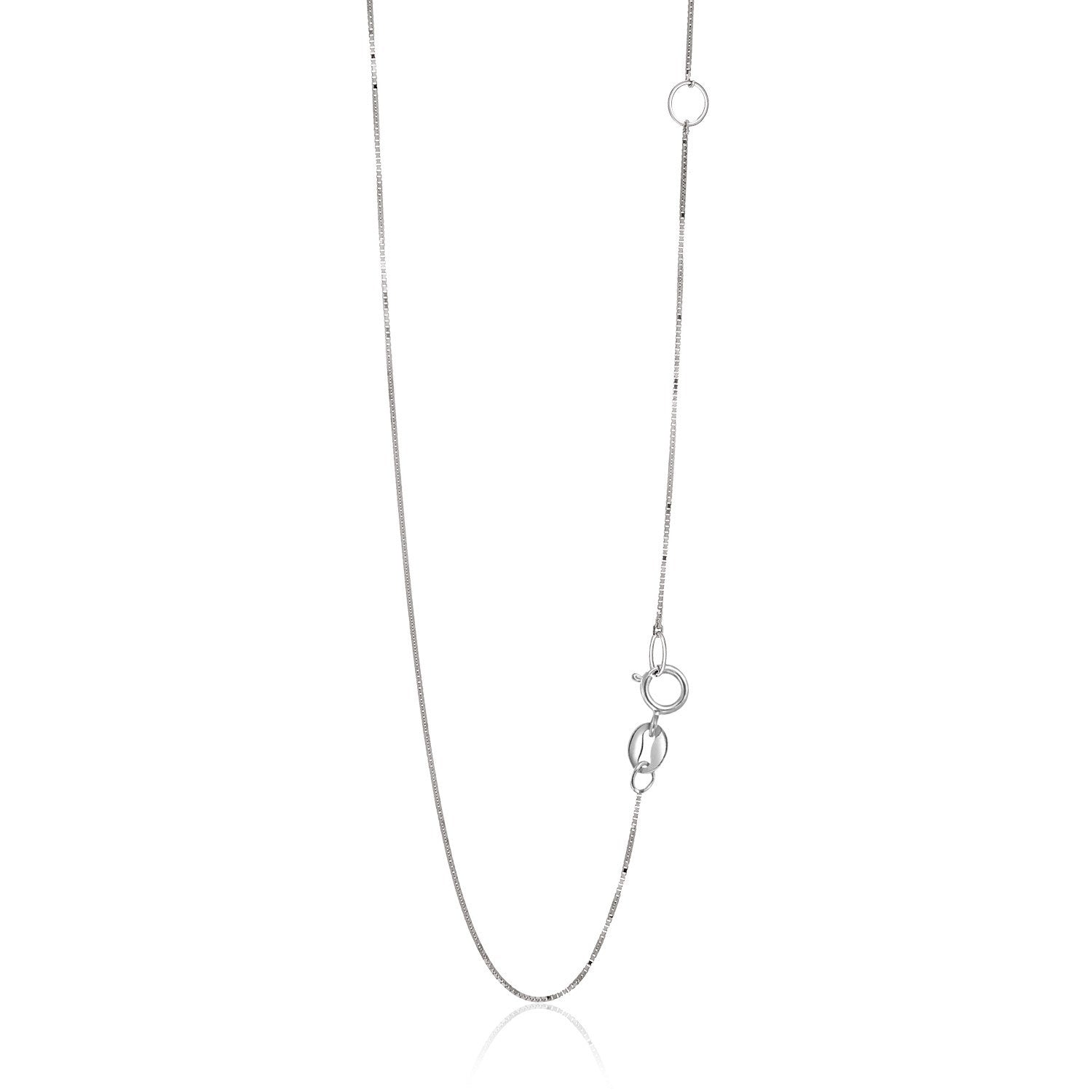 14k White Gold Adjustable Box Chain 0.6mm on sale at MyriadMart