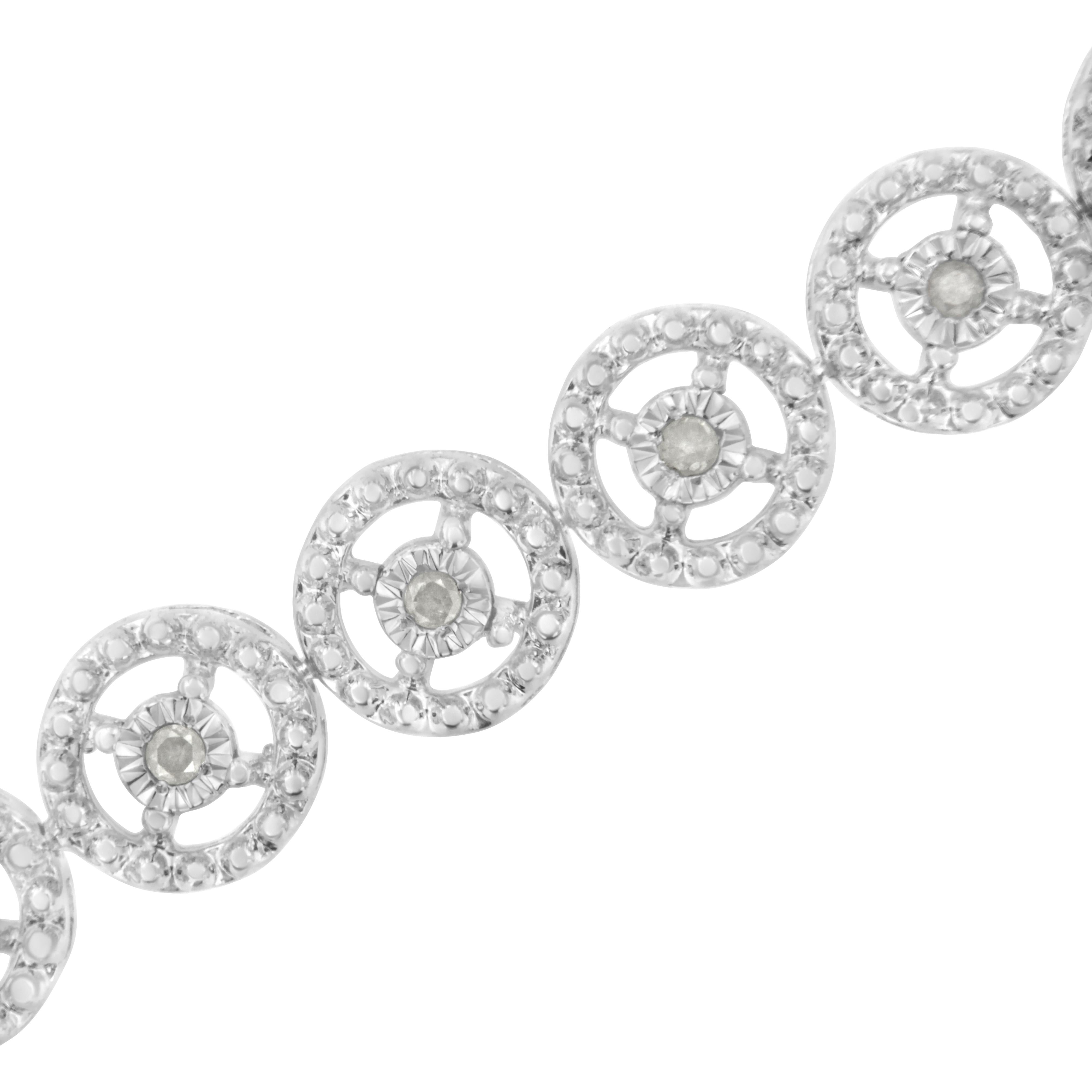 .925 Sterling Silver 1/2 Cttw Diamond Nested Circle Miracle Set Open Wheel 7" Fashion Link Bracelet I-J Color, I3 Clarity on sale at MyriadMart