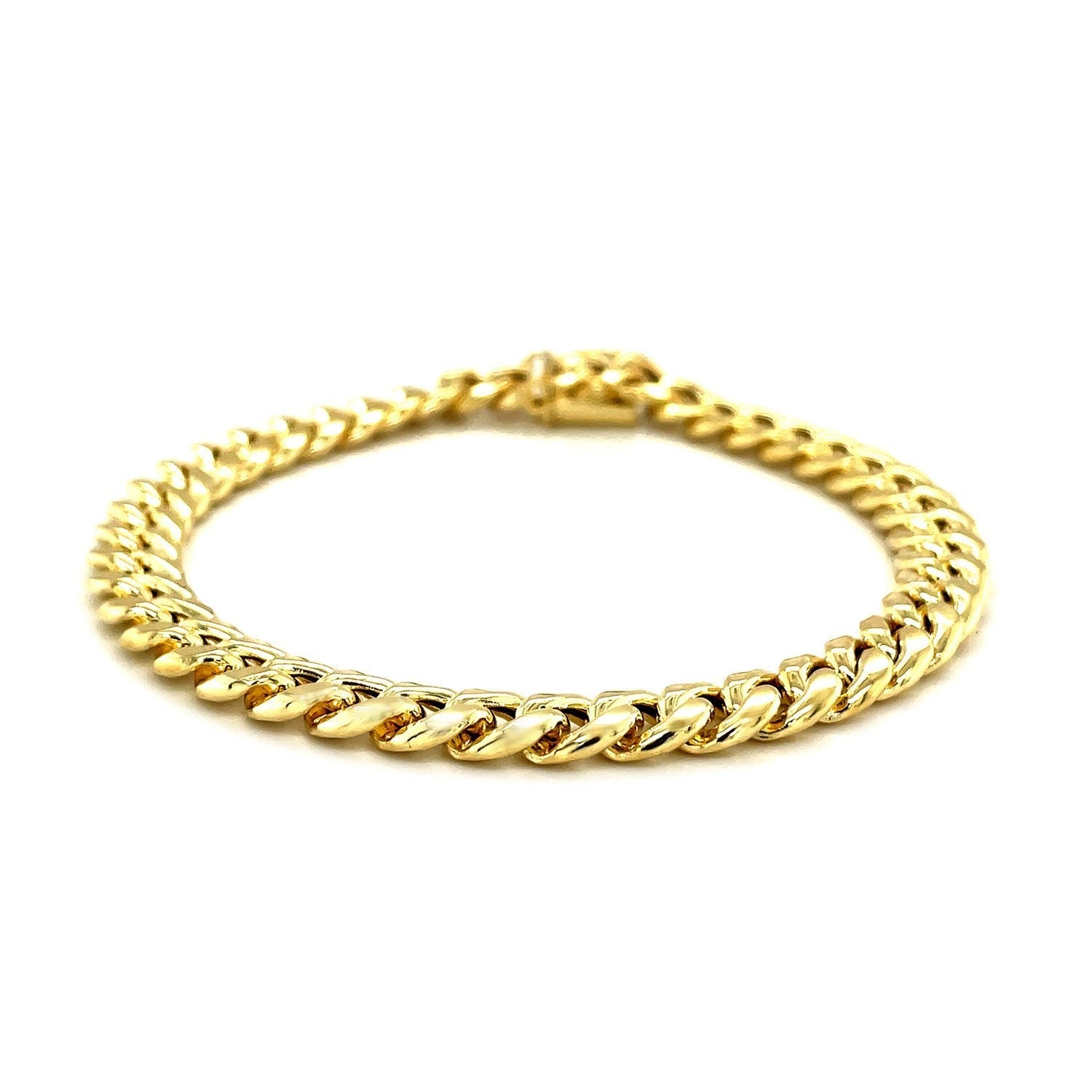 10k Yellow Gold Semi Solid Miami Cuban Bracelet 7.20 mm on sale at MyriadMart
