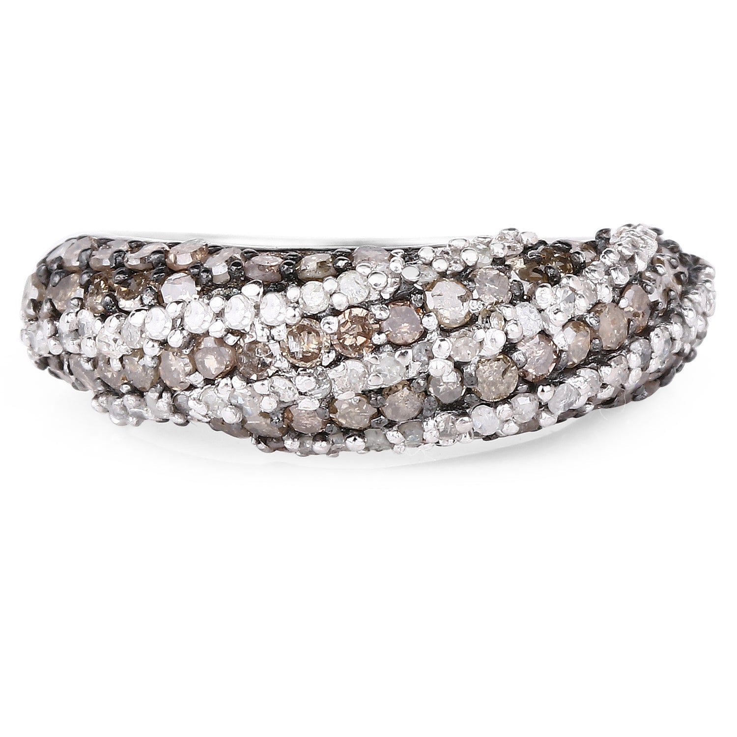 1.25 Carat Genuine Champagne Diamond & White Diamond .925 Sterling Silver Ring on sale at MyriadMart