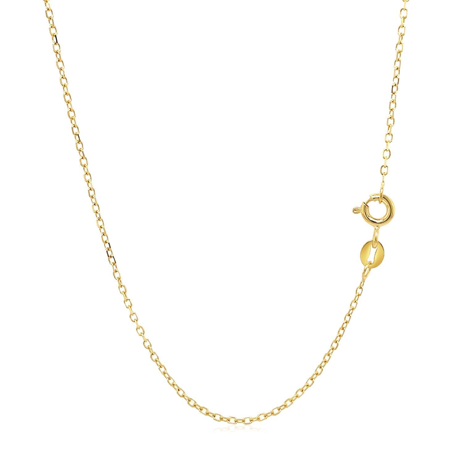 14k Yellow Gold Faceted Cable Link Chain 1.3mm on sale at MyriadMart