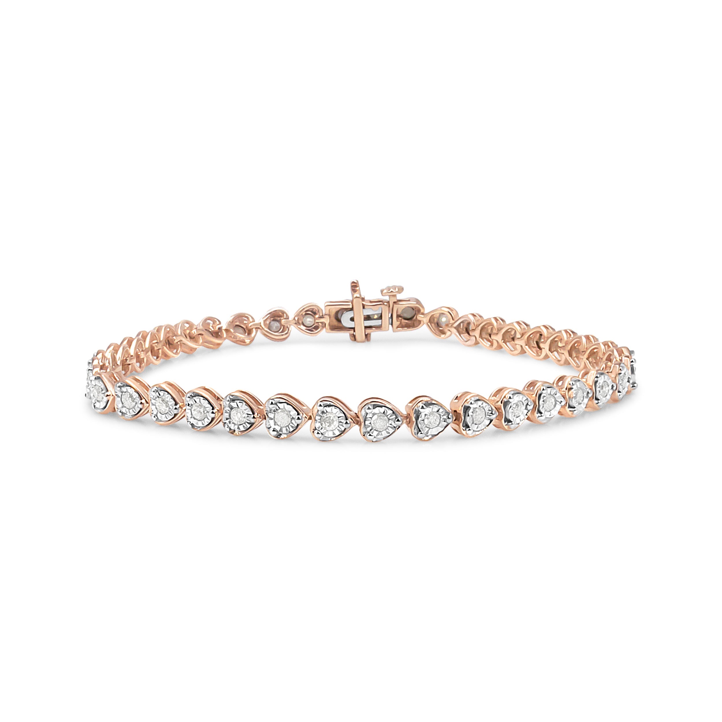 .925 Sterling Silver 1.0 Cttw Miracle Set Diamond Heart-Link 7" Tennis Bracelet I-J Color, I2-I3 Clarity on sale at MyriadMart