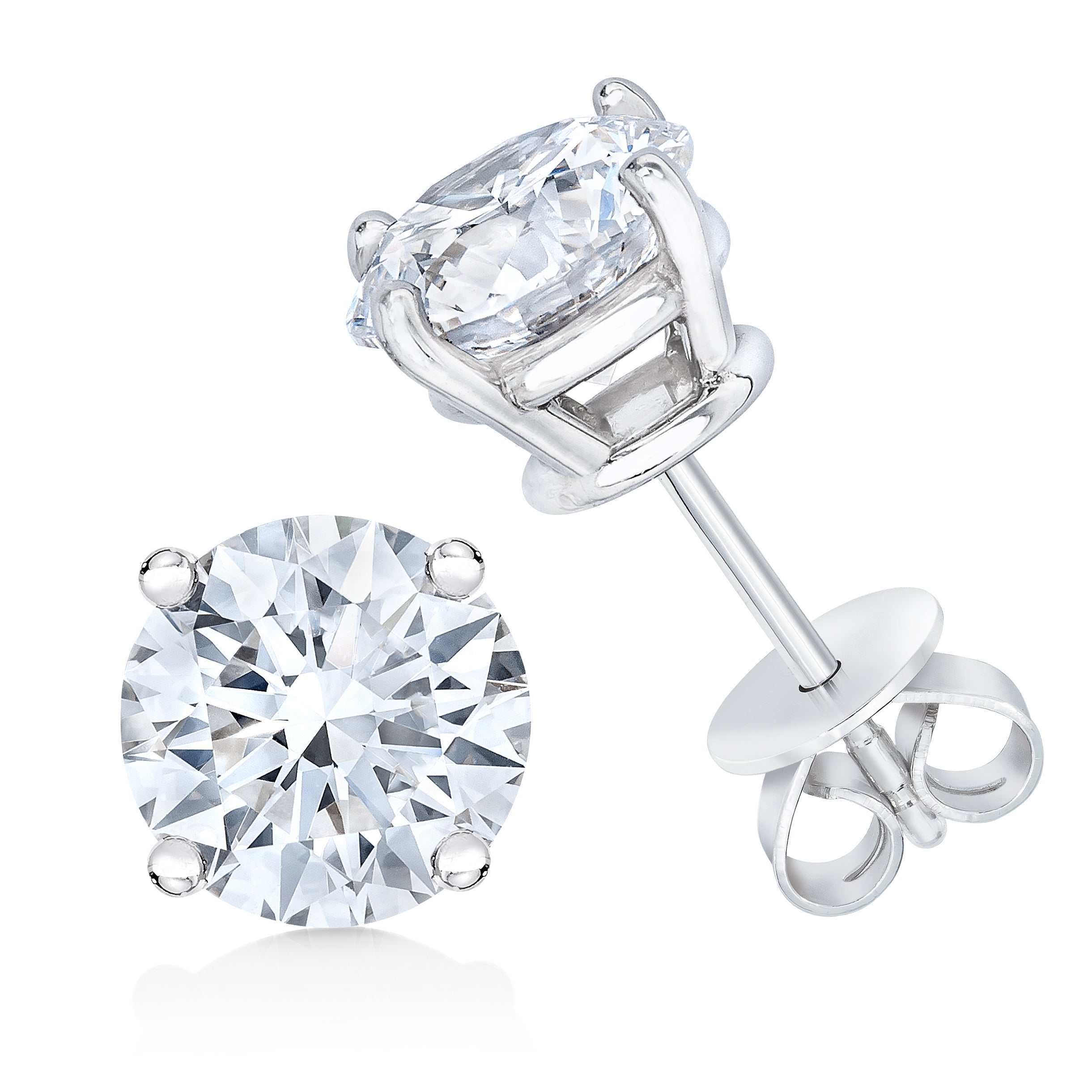 AGS Certified 14K White Gold 1.0 Cttw 4-Prong Set Brilliant Round-Cut Solitaire Diamond Push Back Stud Earrings H-I Color, SI2-I1 Clarity on sale at MyriadMart