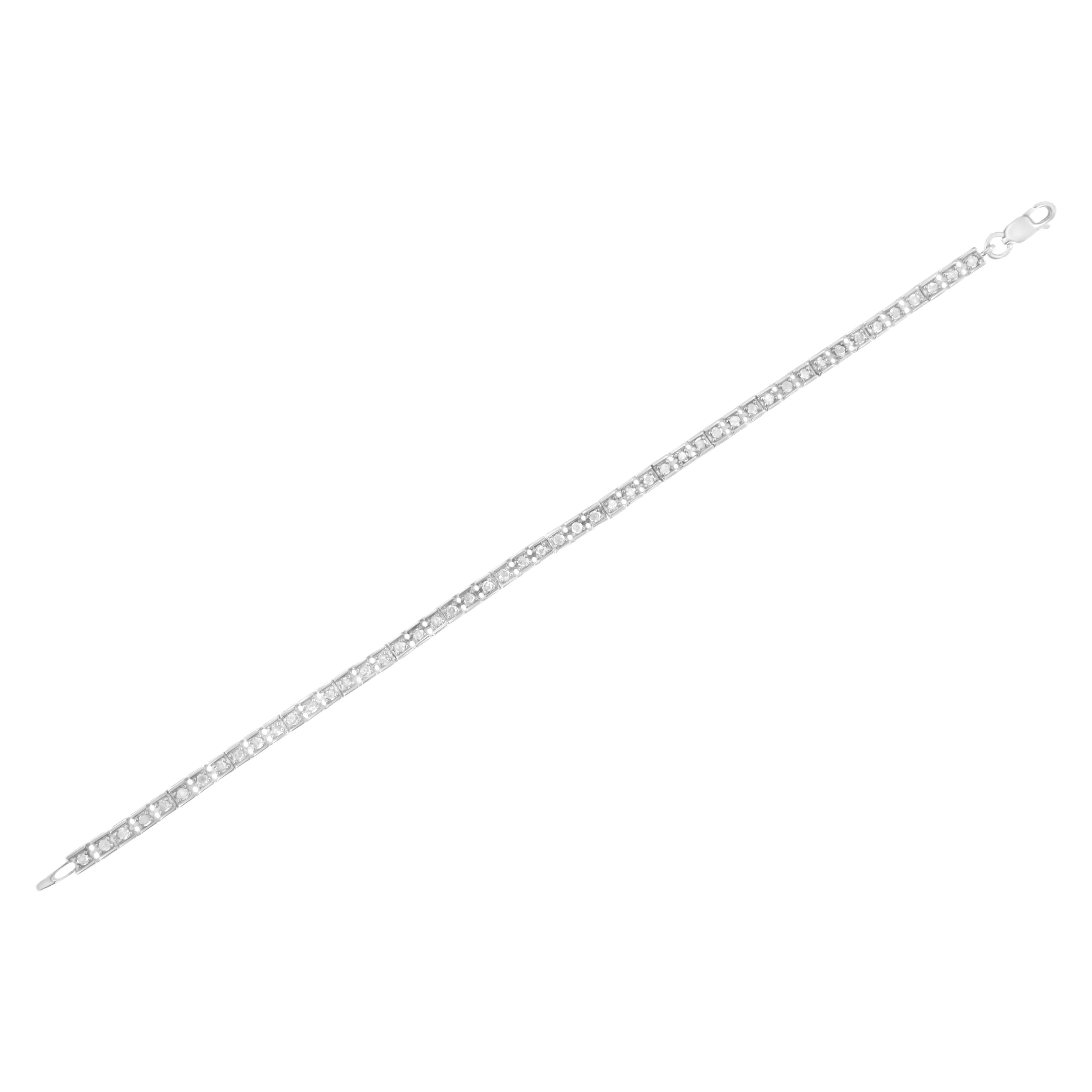 .925 Sterling Silver 1.0 Cttw Diamond Square Hybrid Link 7" Tennis Bracelet I-J Color, I2-I3 Clarity on sale at MyriadMart