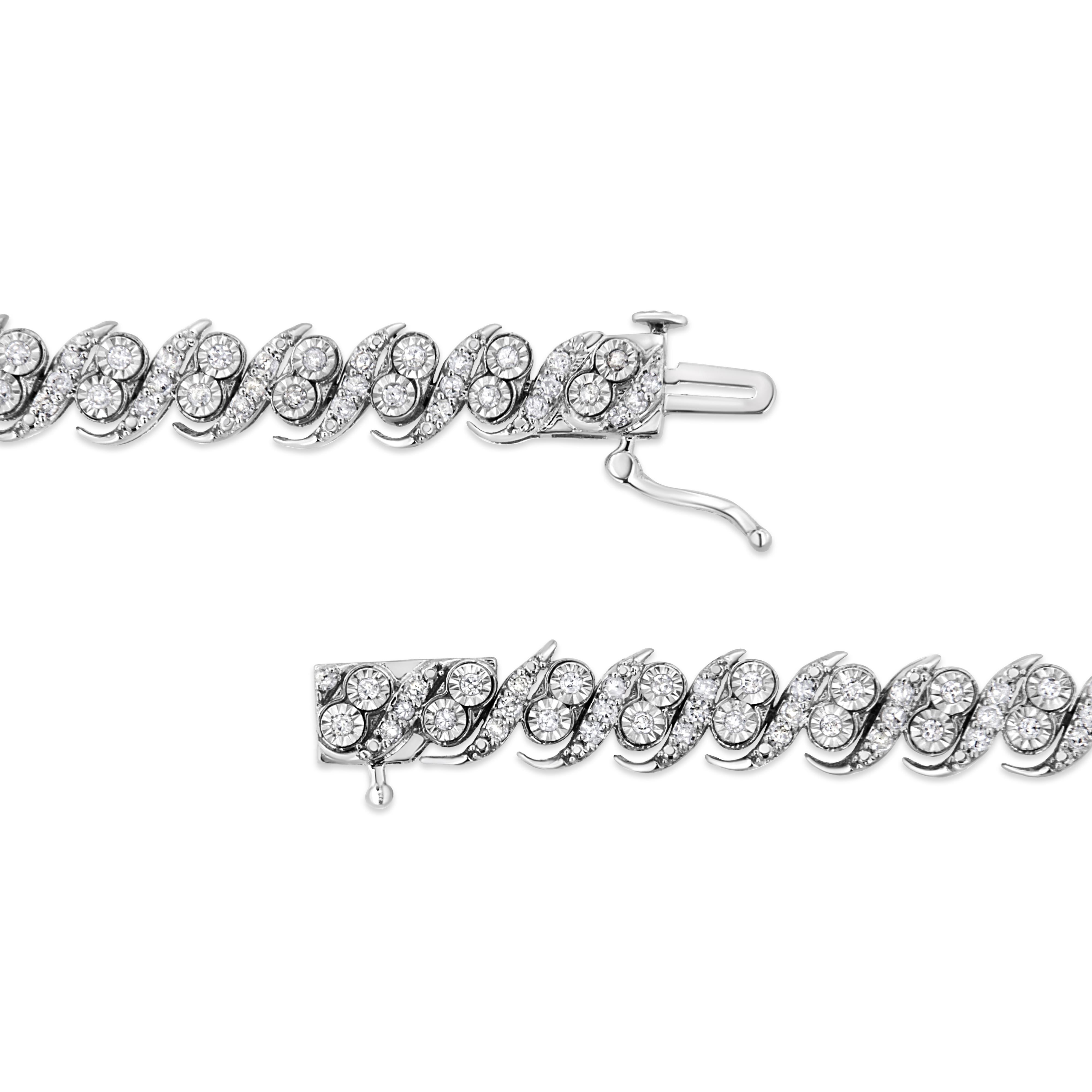 .925 Sterling Silver 2.0 Cttw Round-Cut Diamond "S" Link Bracelet I-J Color, I3 Clarity - 7.25" on sale at MyriadMart