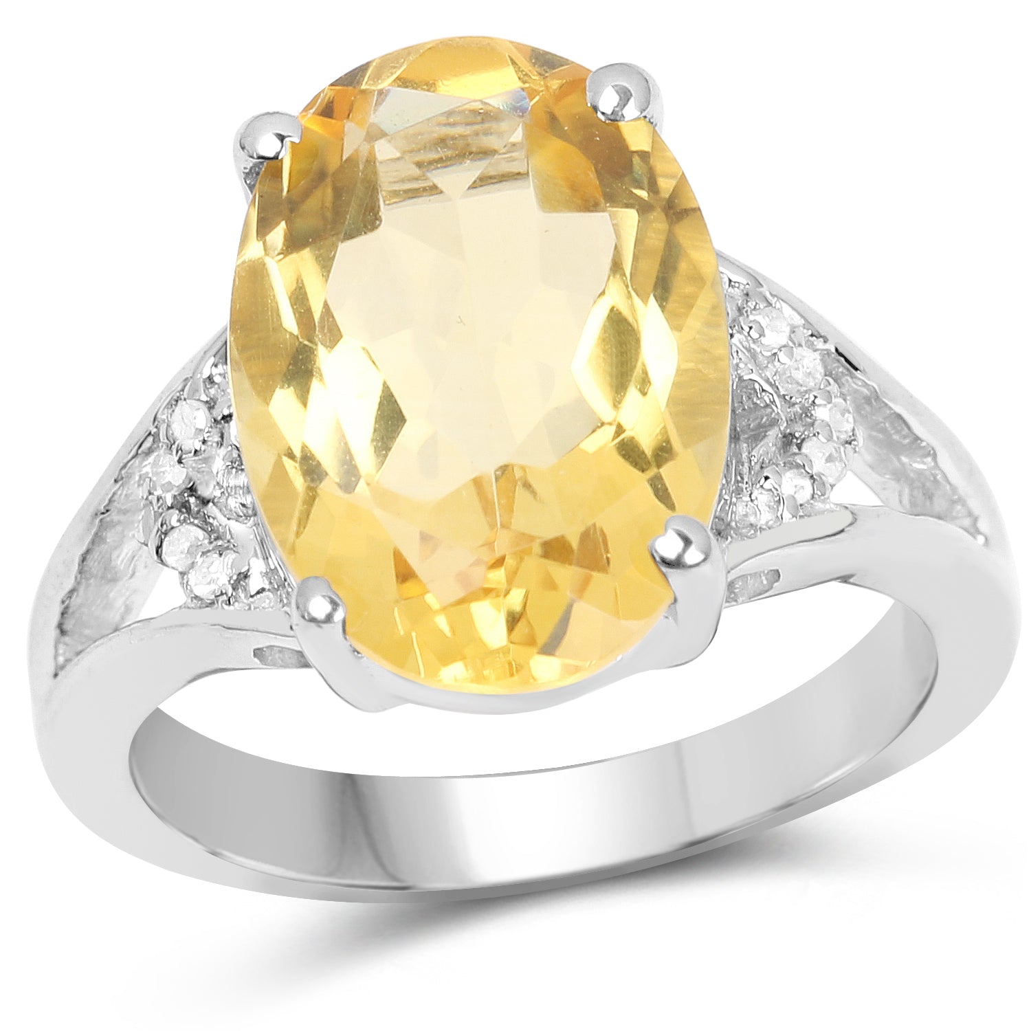 4.55 Carat Genuine Citrine and White Diamond .925 Sterling Silver Ring on sale at MyriadMart