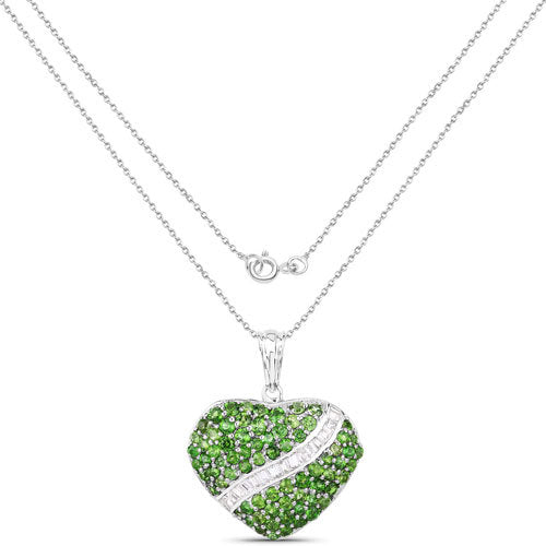 4.51 Carat Genuine Chrome Diopside and White Topaz .925 Sterling Silver Pendant on sale at MyriadMart