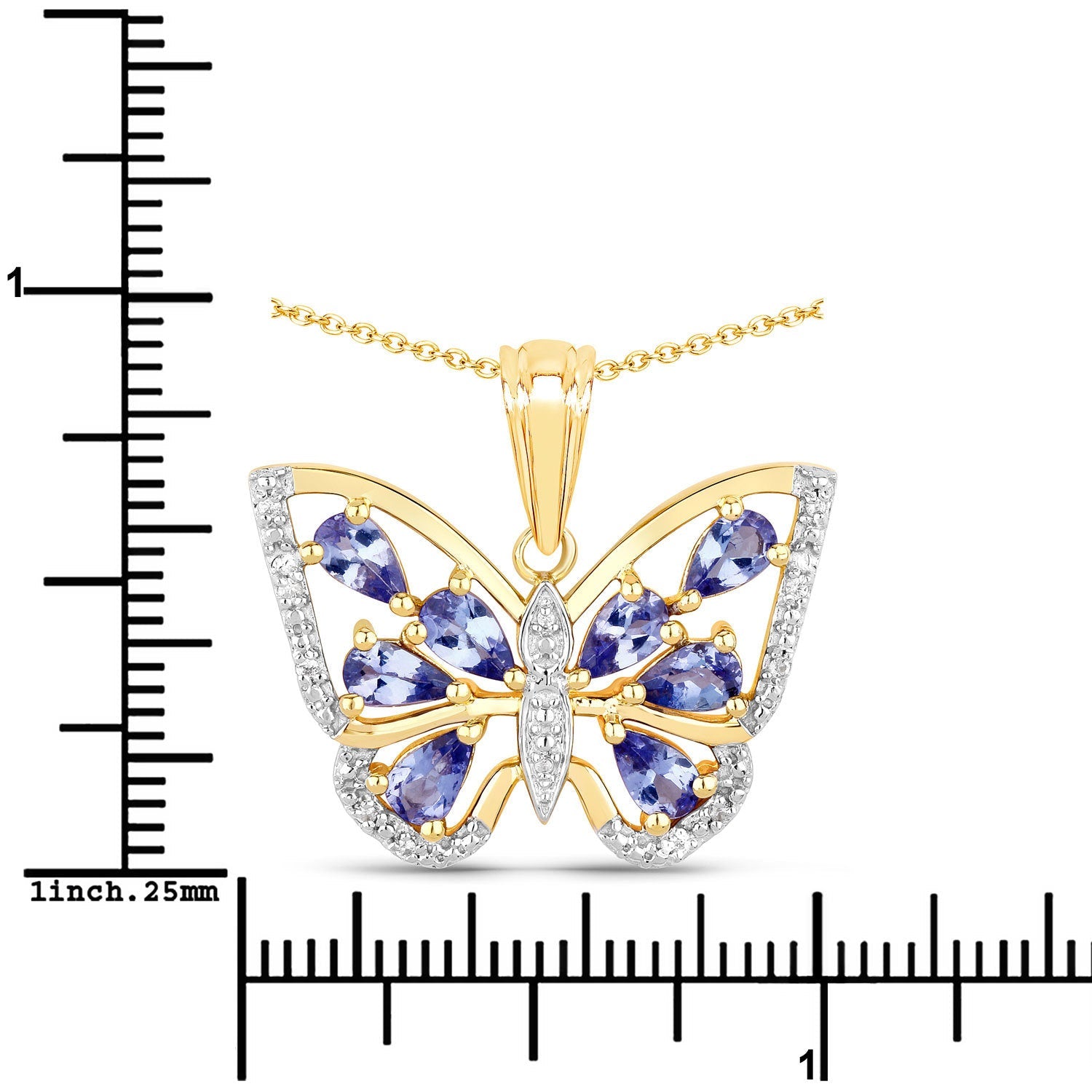 1.75 Carat Genuine Tanzanite and White Zircon .925 Sterling Silver Pendant on sale at MyriadMart