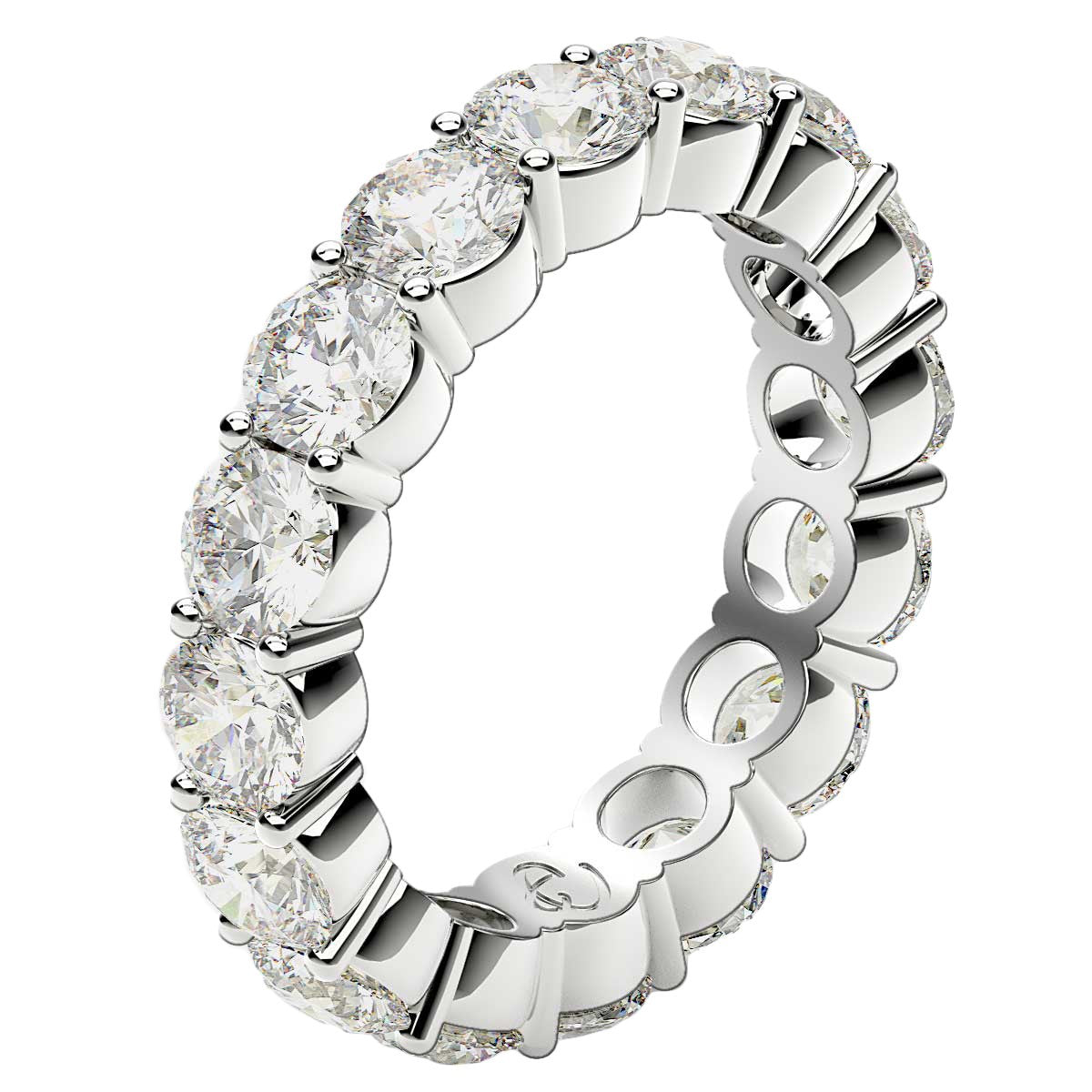Round Cut Lab Grown Diamond Eternity Ring in 14k White Gold 4 cttw FG/VS2 on sale at MyriadMart