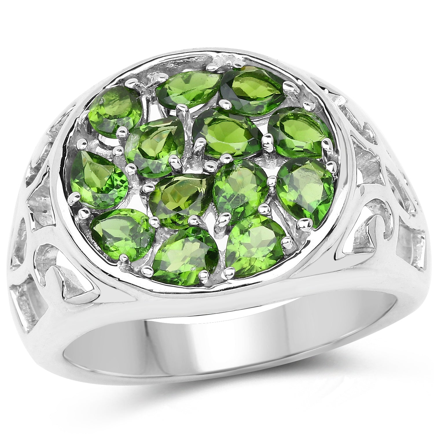 2.21 Carat Genuine Chrome Diopside .925 Sterling Silver Ring on sale at MyriadMart