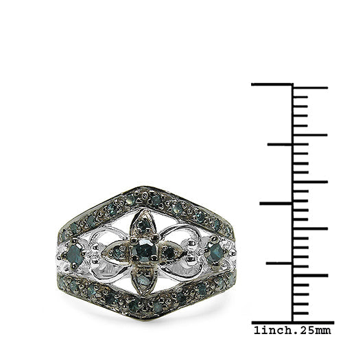 0.47 Carat Genuine Blue Diamond .925 Sterling Silver Ring on sale at MyriadMart