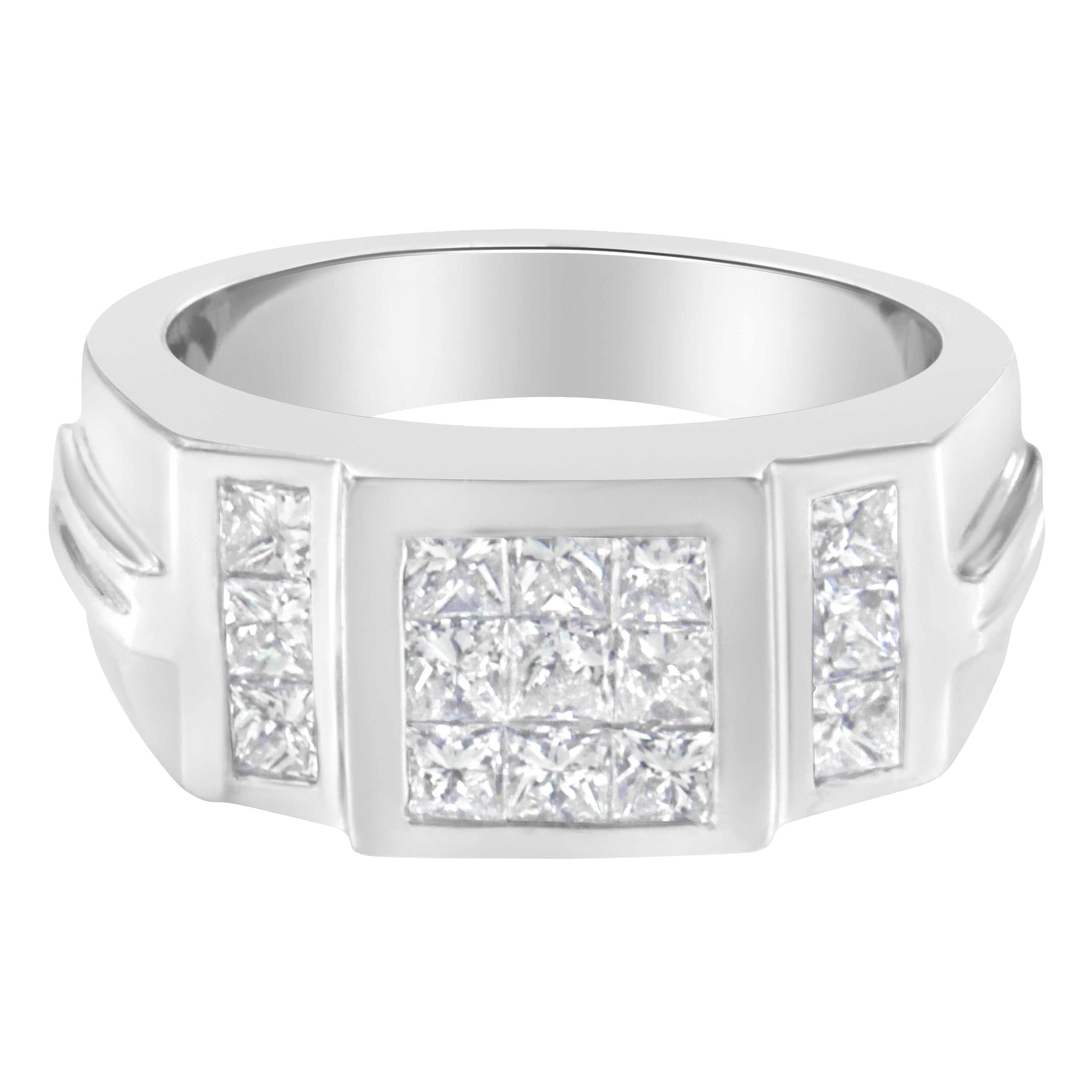 Men's 14K White Gold Diamond Cluster Ring 2 cttw, G-H Color, SI1-SI2 Clarity on sale at MyriadMart