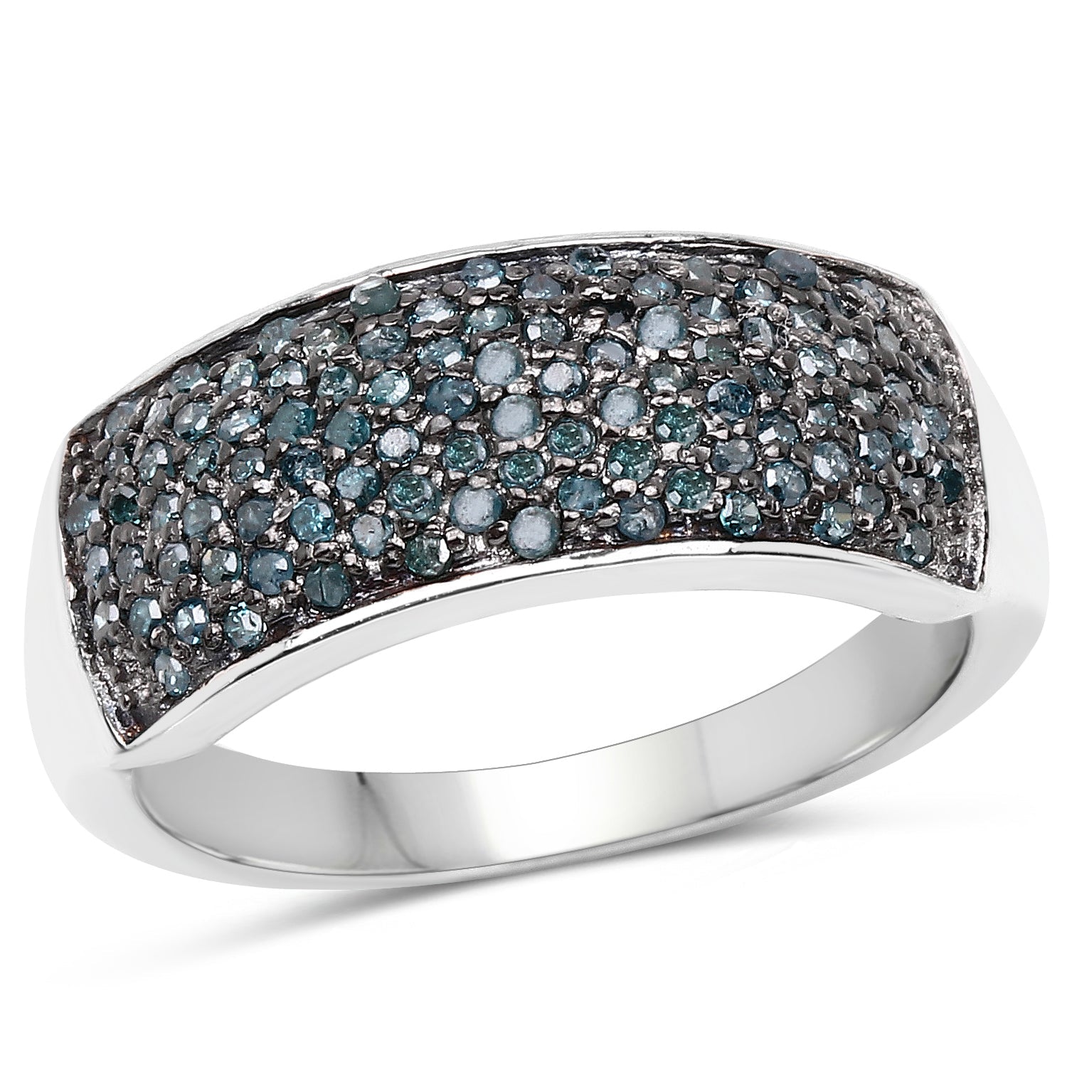 0.42 Carat Genuine Blue Diamond .925 Sterling Silver Ring on sale at MyriadMart