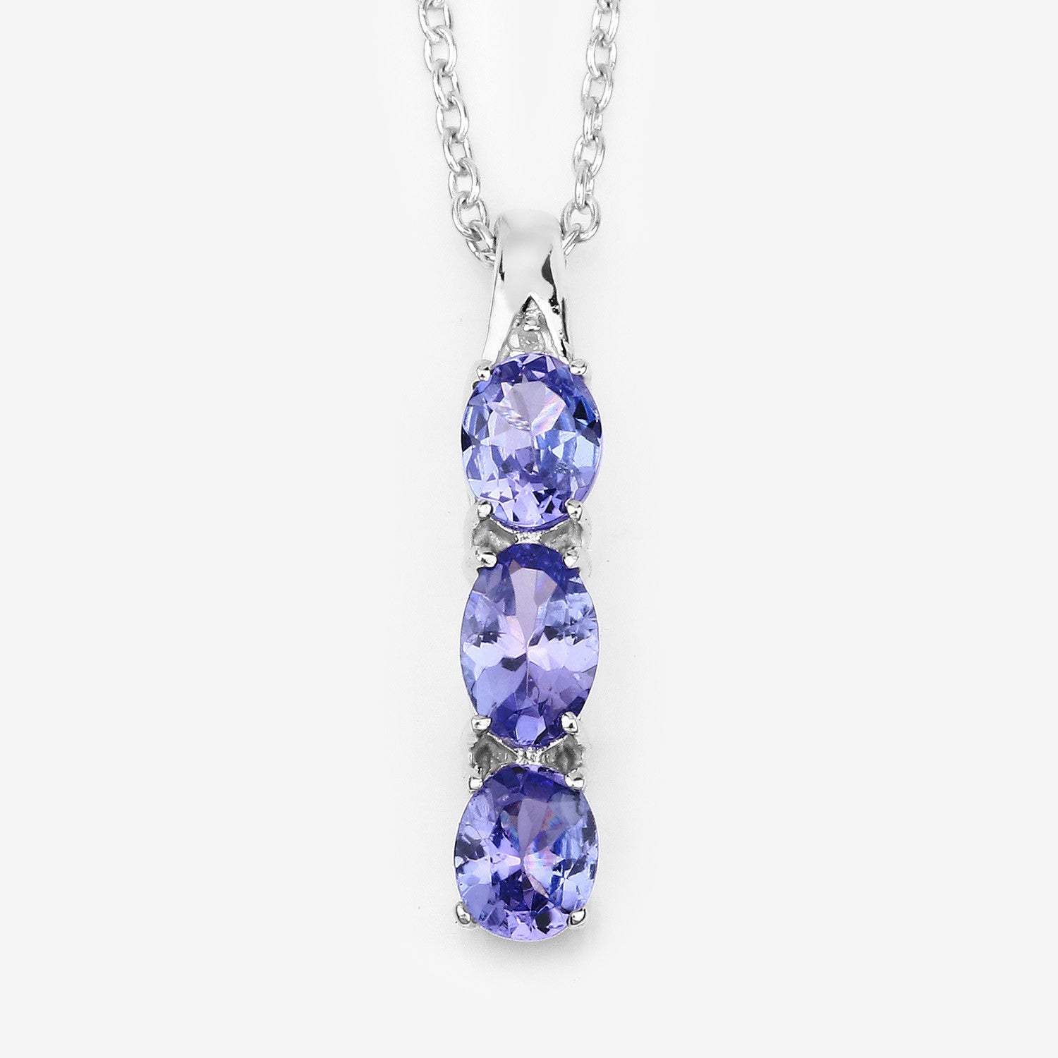 1.11 Carat Genuine Tanzanite and White Diamond .925 Sterling Silver Pendant on sale at MyriadMart