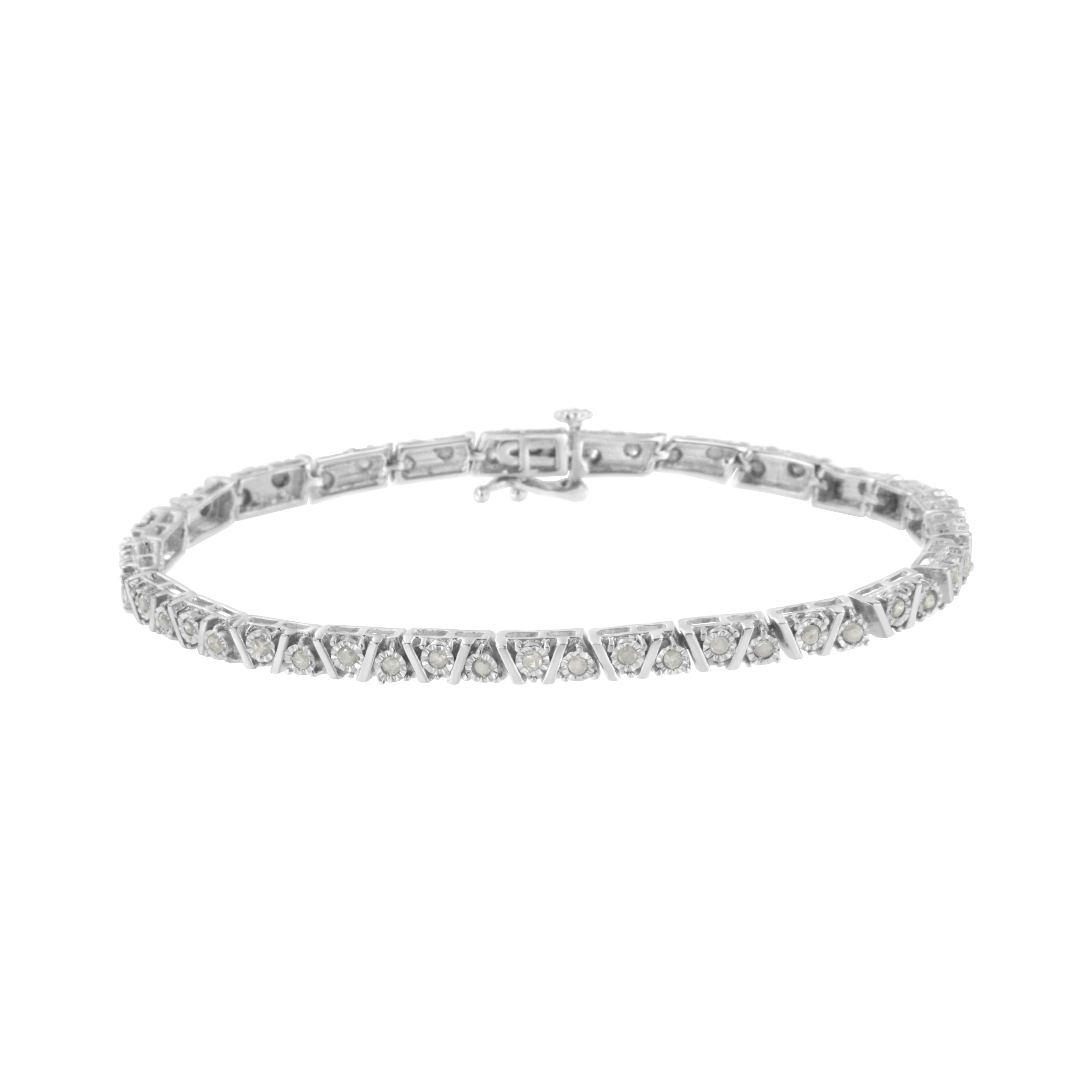 .925 Sterling Silver 1.0 cttw Miracle-Set Diamond Tennis Bracelet I-J Color, I3 Clarity - 7.25" on sale at MyriadMart