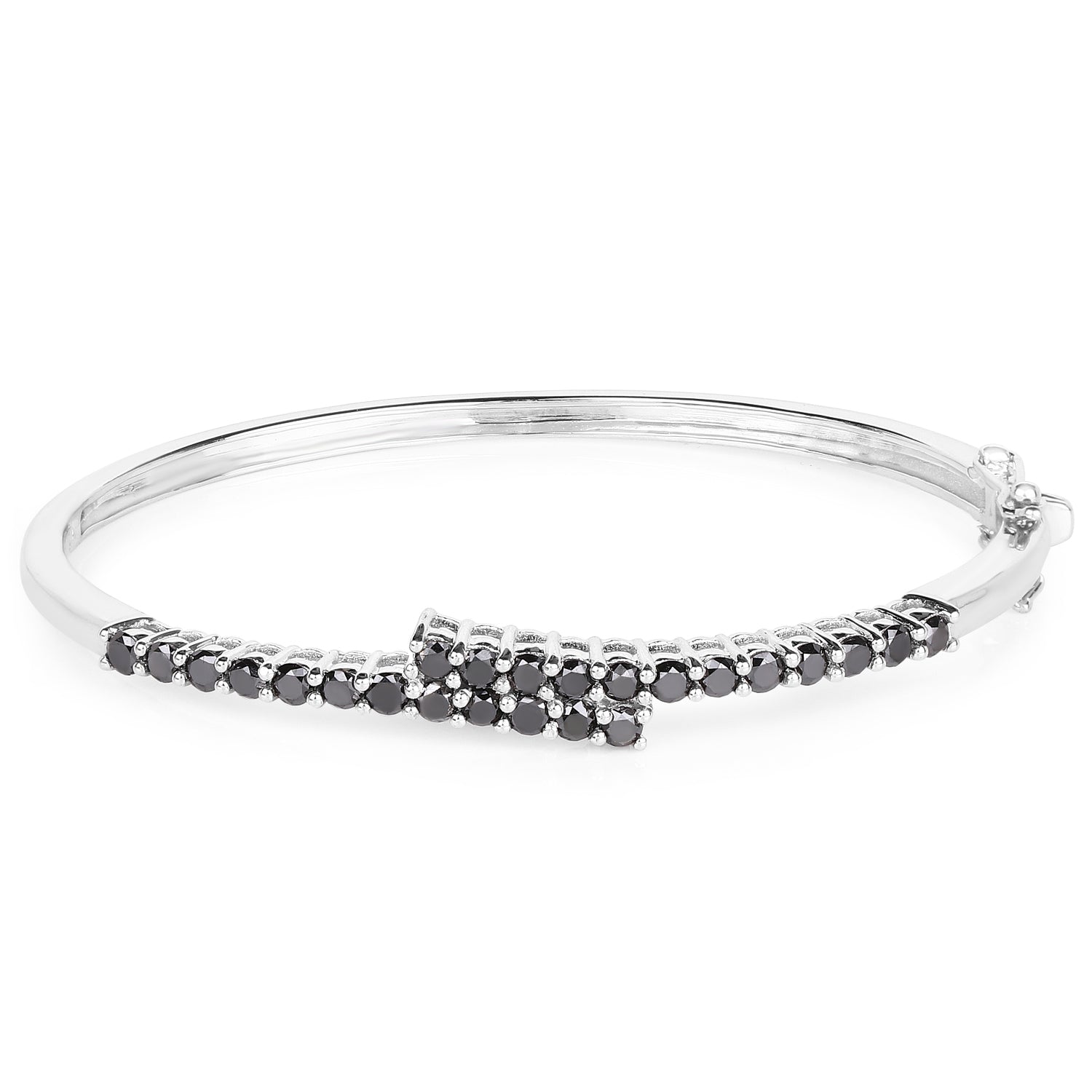 2.52 Carat Genuine Black Diamond .925 Sterling Silver Bangle on sale at MyriadMart