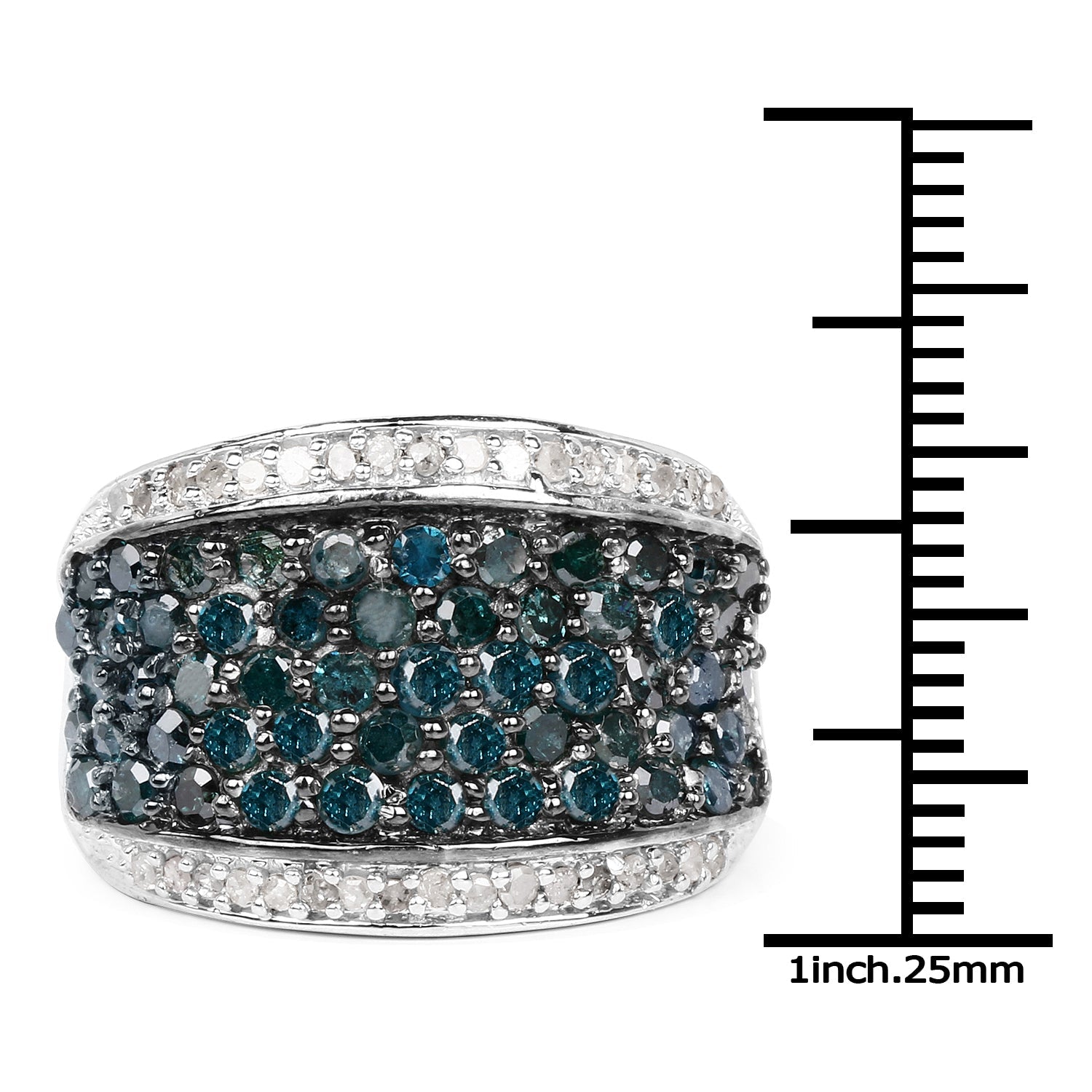 1.38 Carat Genuine Blue Diamond and White Diamond .925 Sterling Silver Ring on sale at MyriadMart
