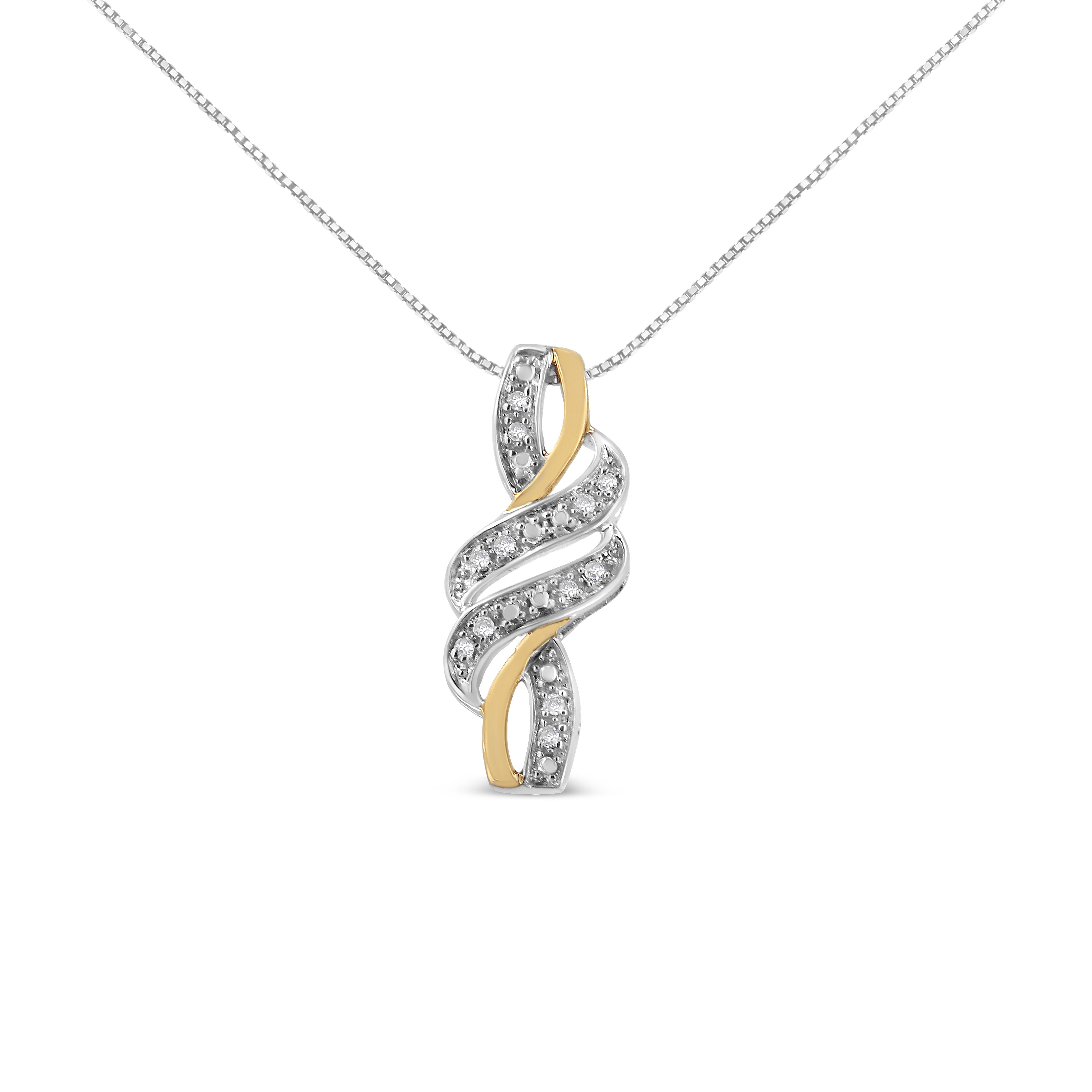 10K Yellow Gold Plated .925 Sterling Silver 1/20 cttw Round Cut Diamond Swirl Pendant Necklace H-I Color, I2-I3 Clarity on sale at MyriadMart