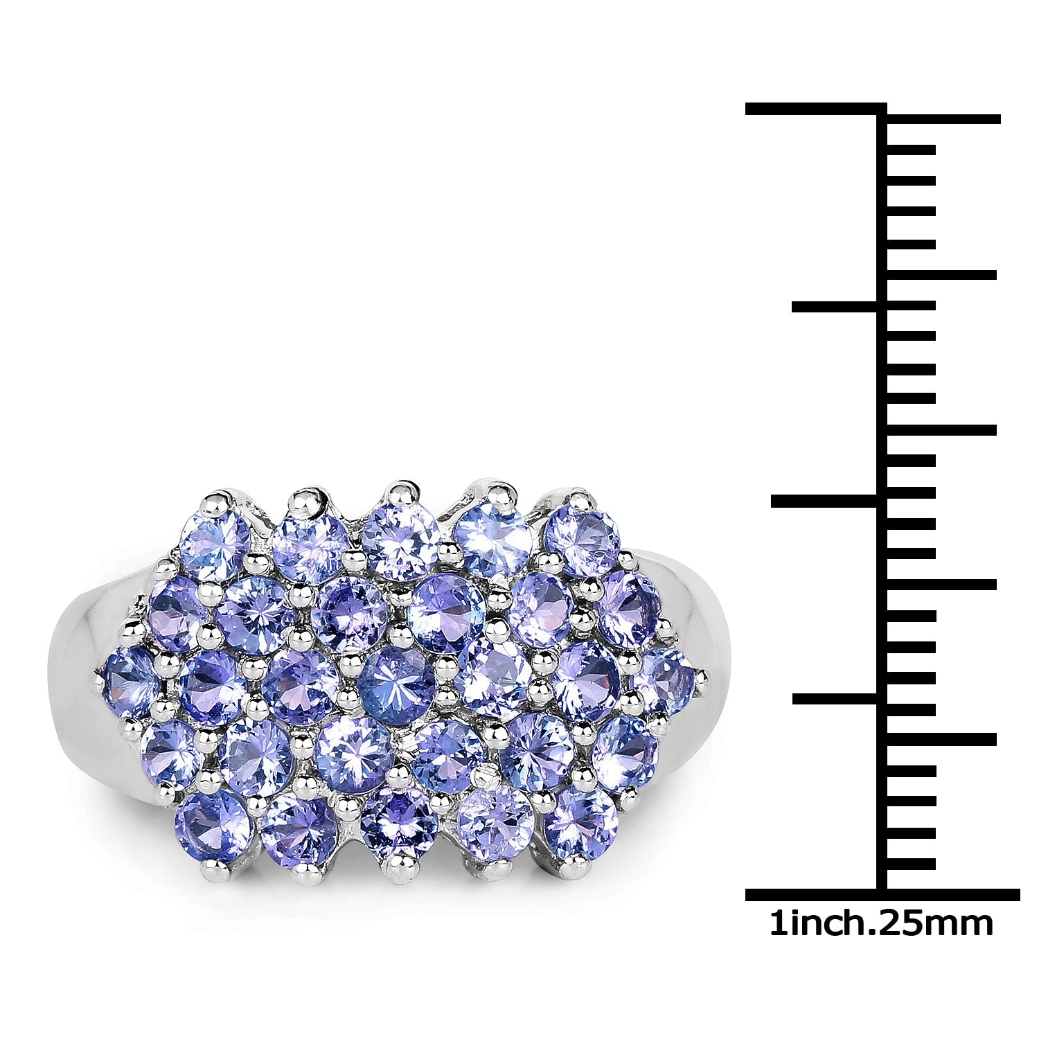 2.03 Carat Genuine Tanzanite .925 Sterling Silver Ring on sale at MyriadMart